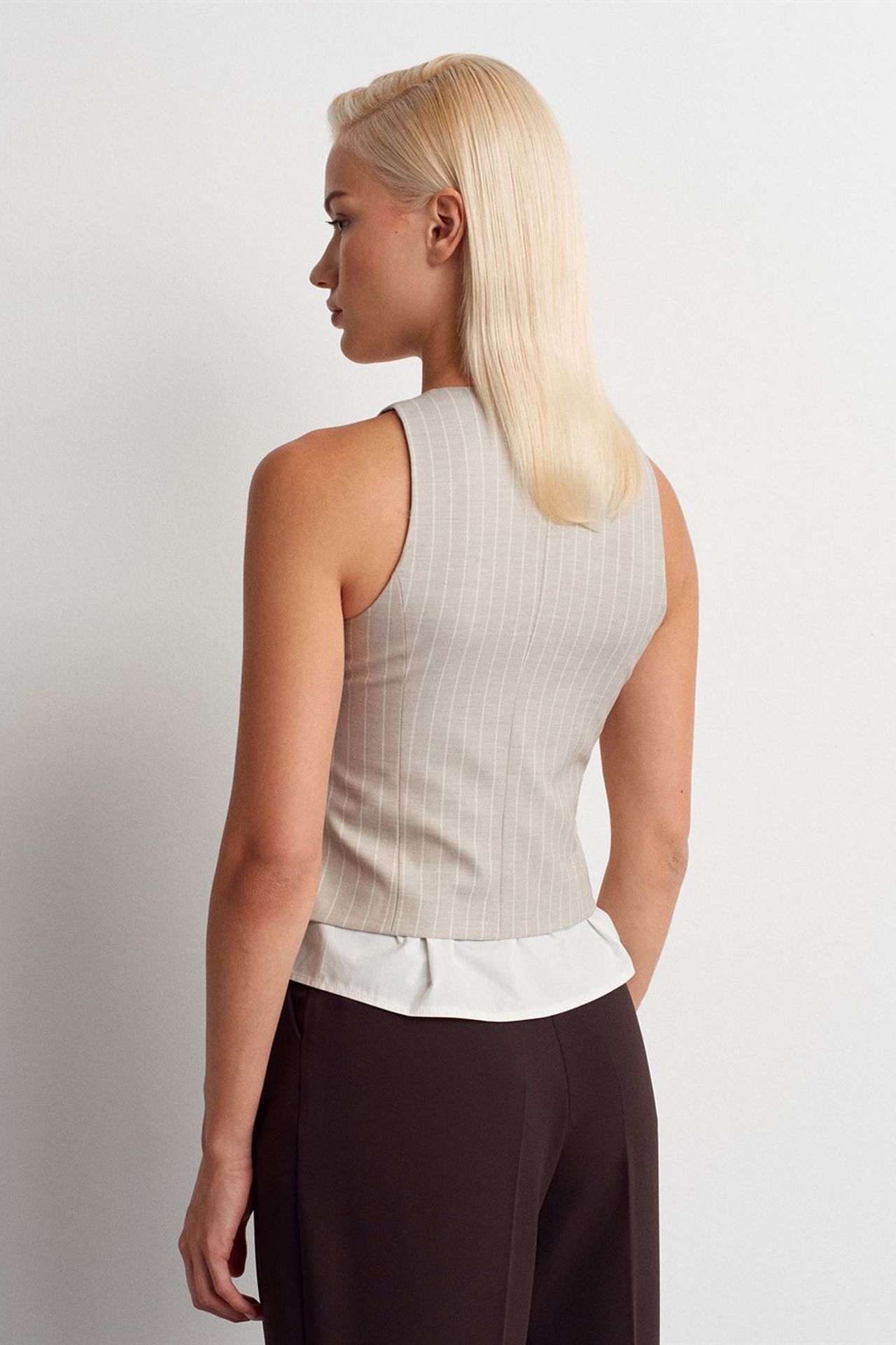 DILVIN Striped Crop Waistcoat 2
