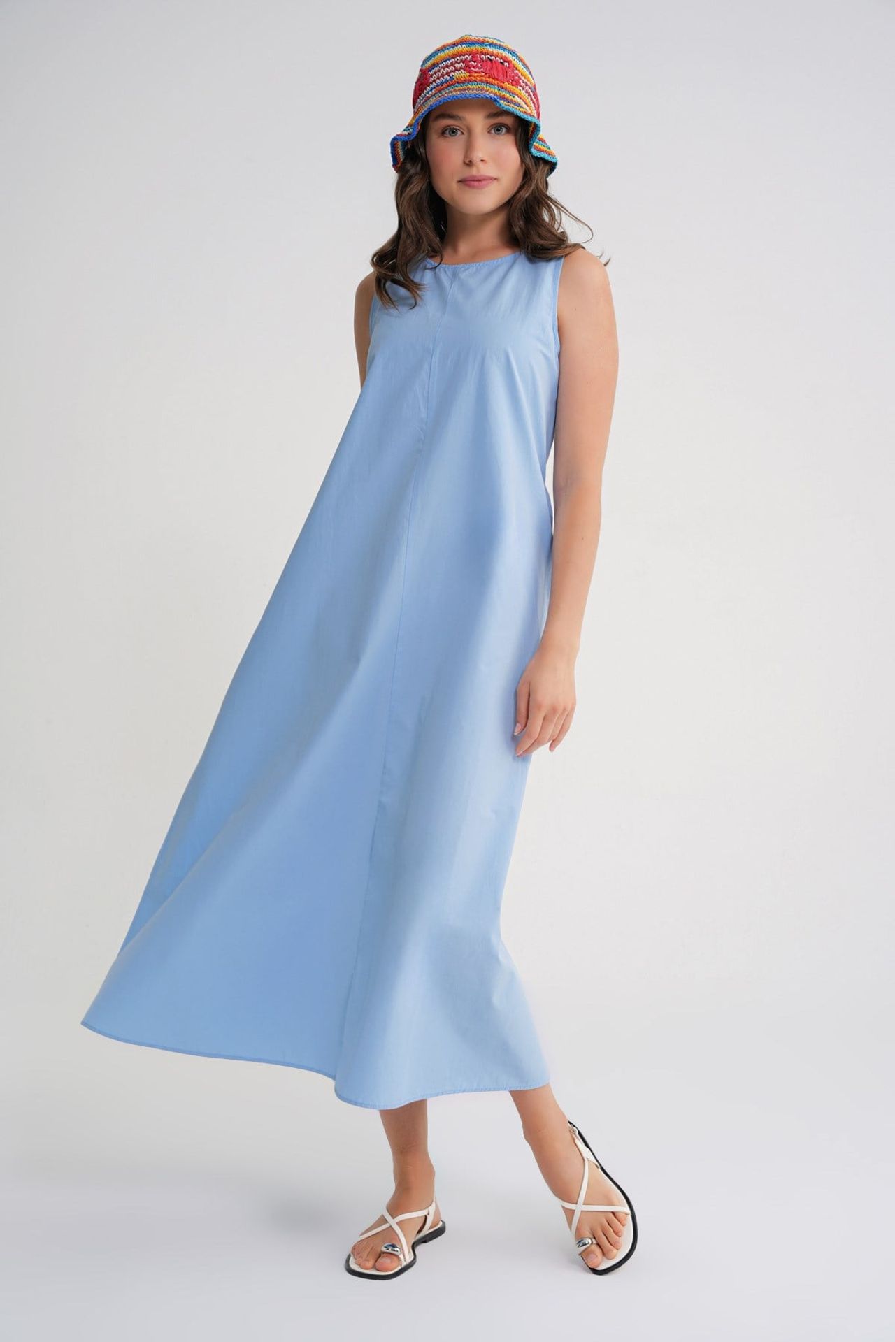 MIXRAY Maxi poplin dress with pockets 2
