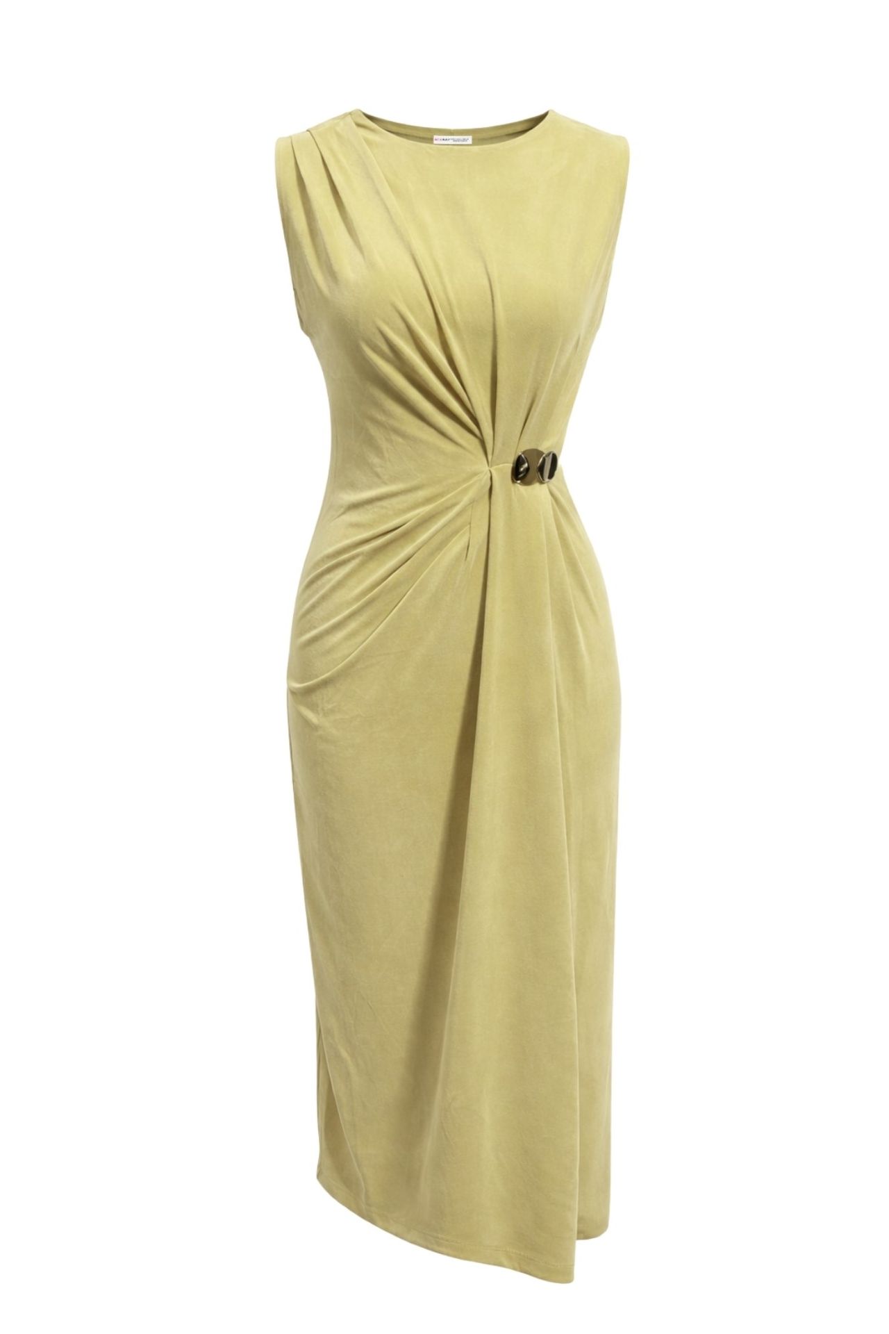 MIXRAY Fitted Midi Dress with Crew Neck 3