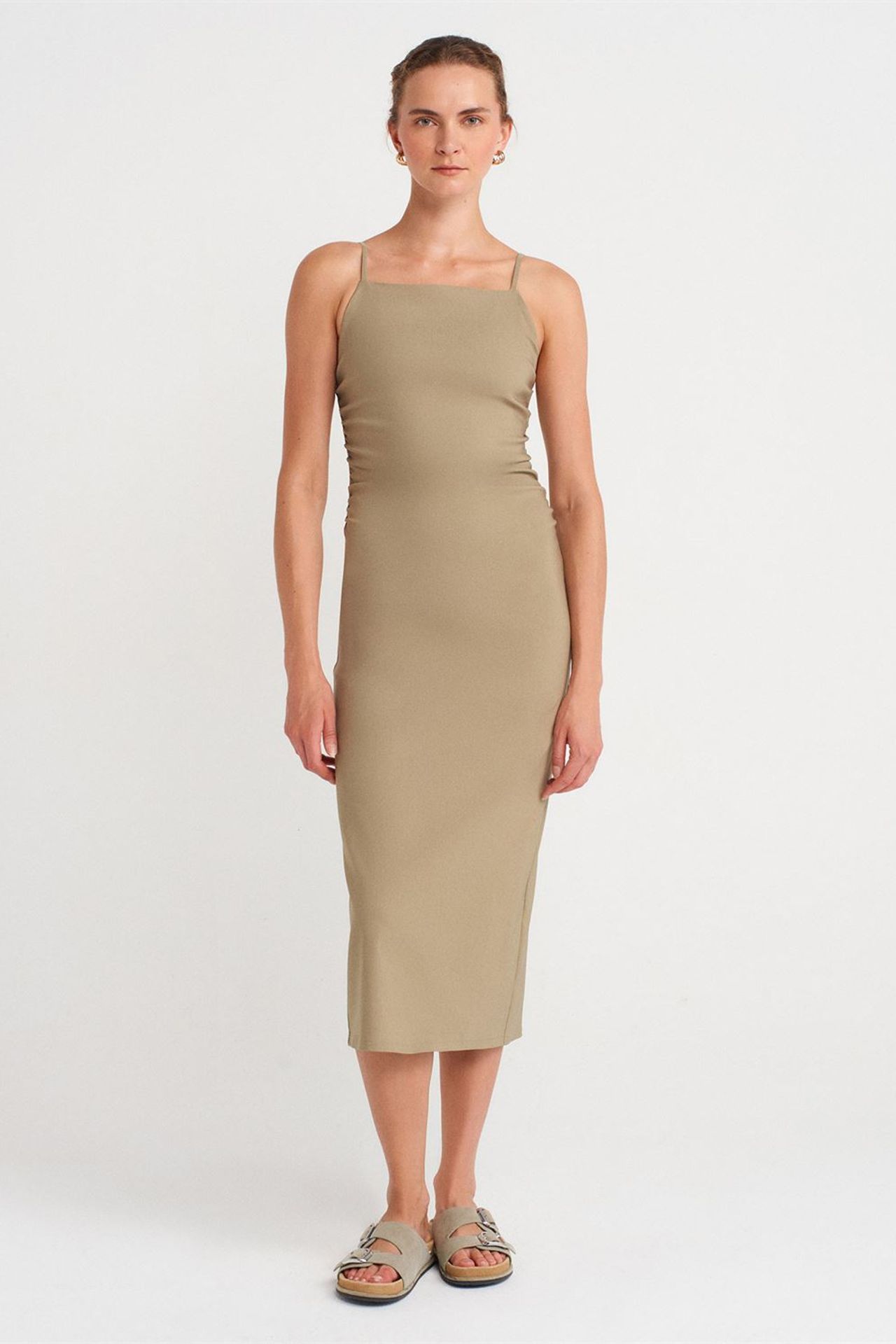 DILVIN Askısız Bodycon Midi Elbise 1