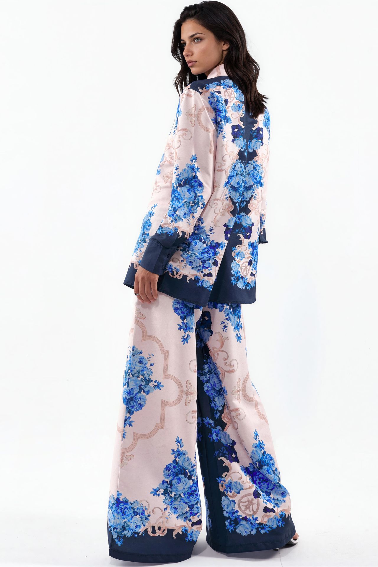 MSN Floral Shirt And Wide-Leg Pants Set 2