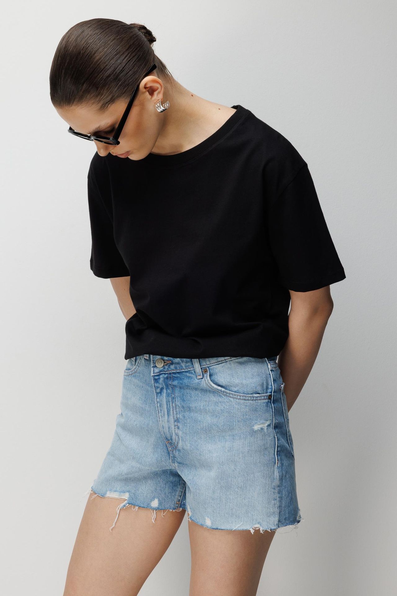 MIXRAY Oversized Ribbed Crew Neck T-Shirt 2