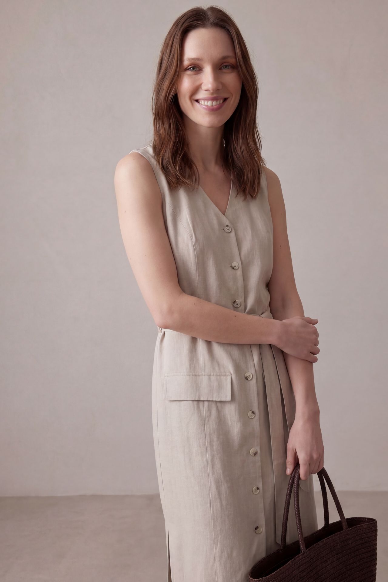 MY FASHION Women's Cotton Poplin Midi Shirt Dress 2