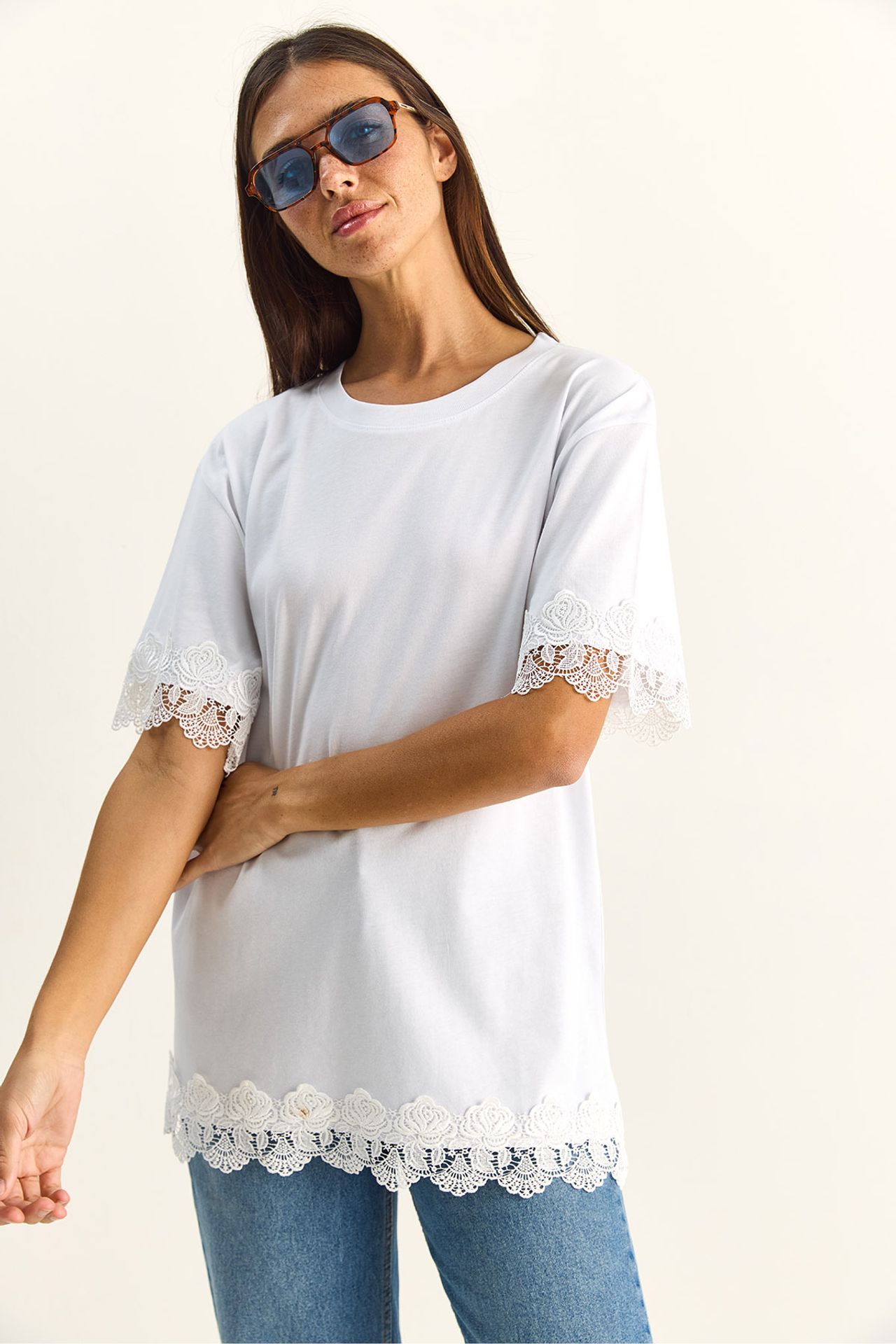 LUCCI Oversized Crew Neck Cotton T-Shirt 4