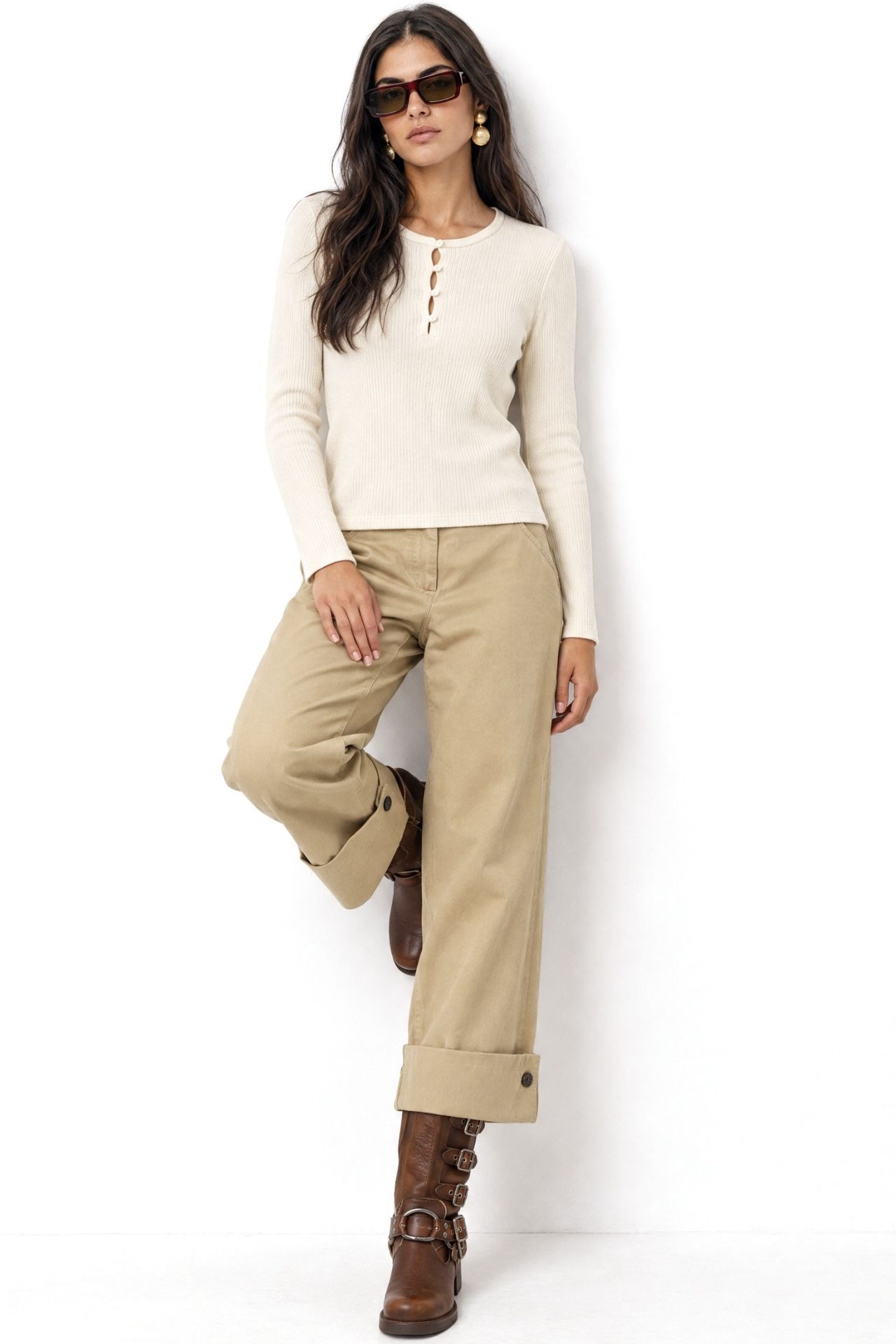 MIXRAY Button Detailed Crew Neck Sweater 4