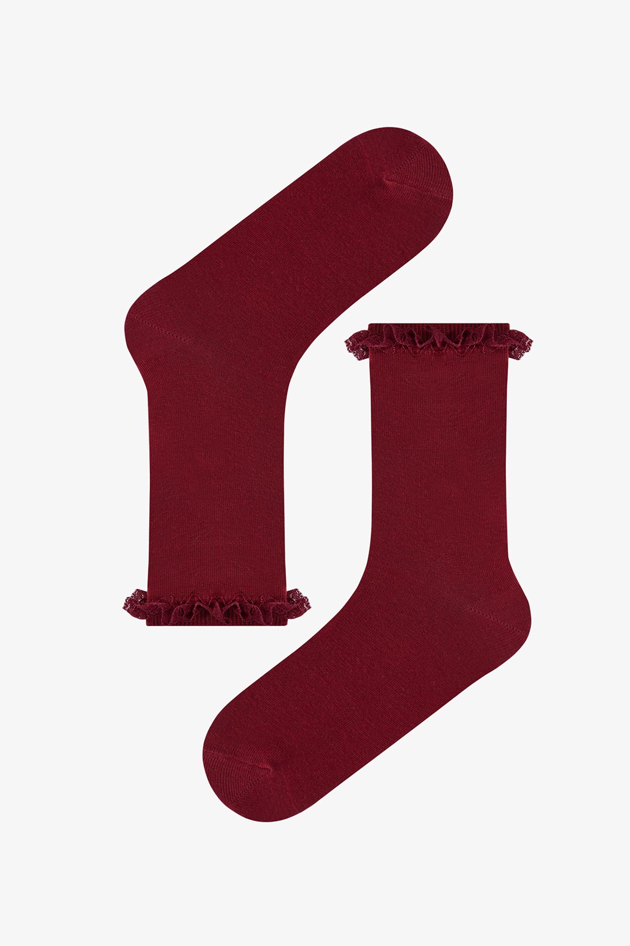 PENTI Vintage Lace Striped Cotton Pair Crew Socks 3