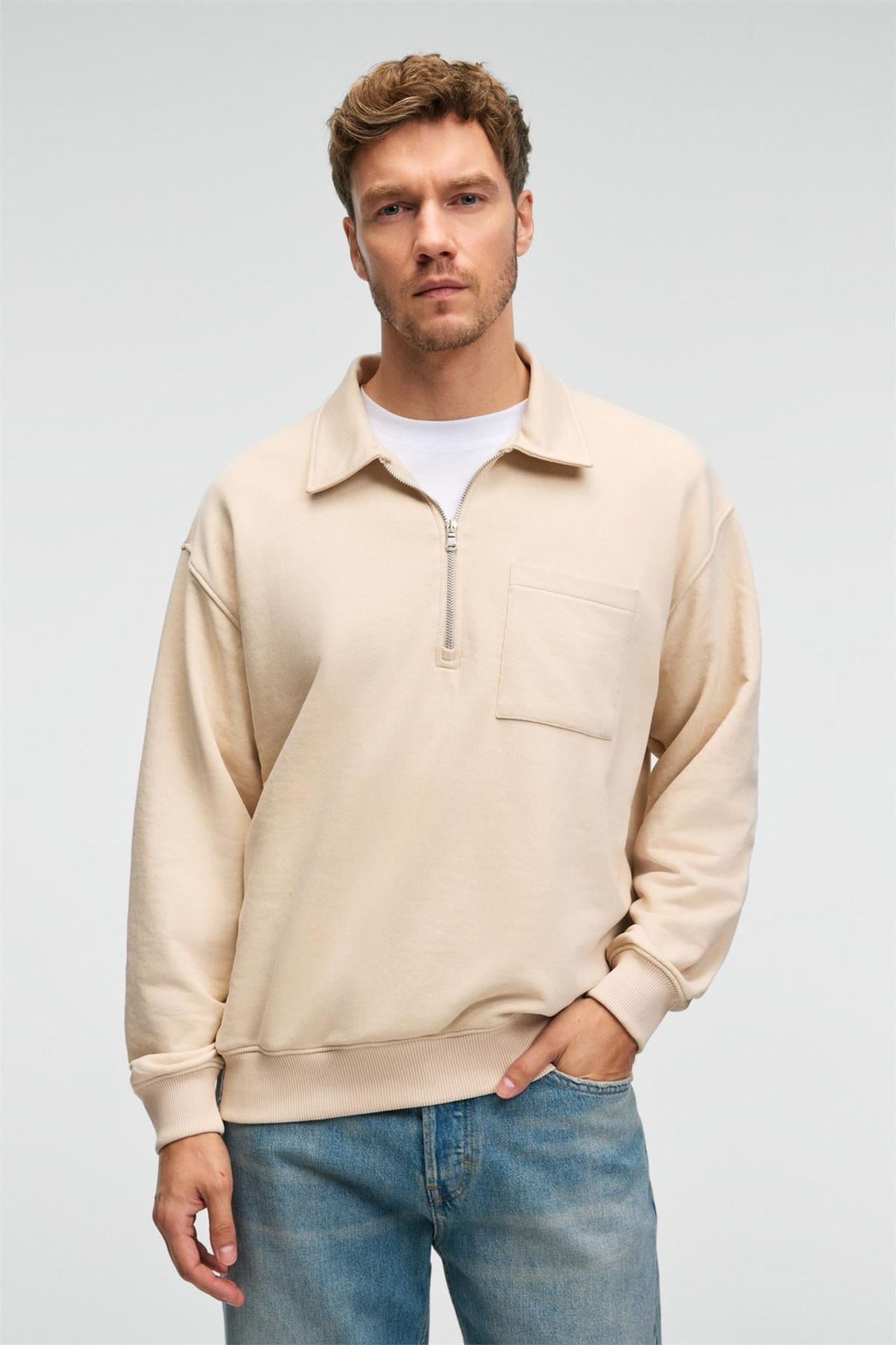 GRIMELANGE Yarım Fermuarlı Cepli Sweatshirt 5