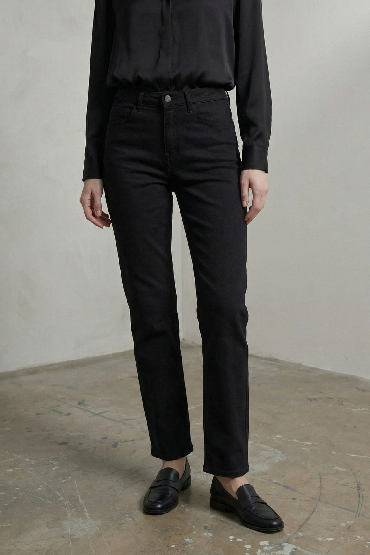 MY FASHION High Waist Denim Straight Leg Pants with Pockets 2