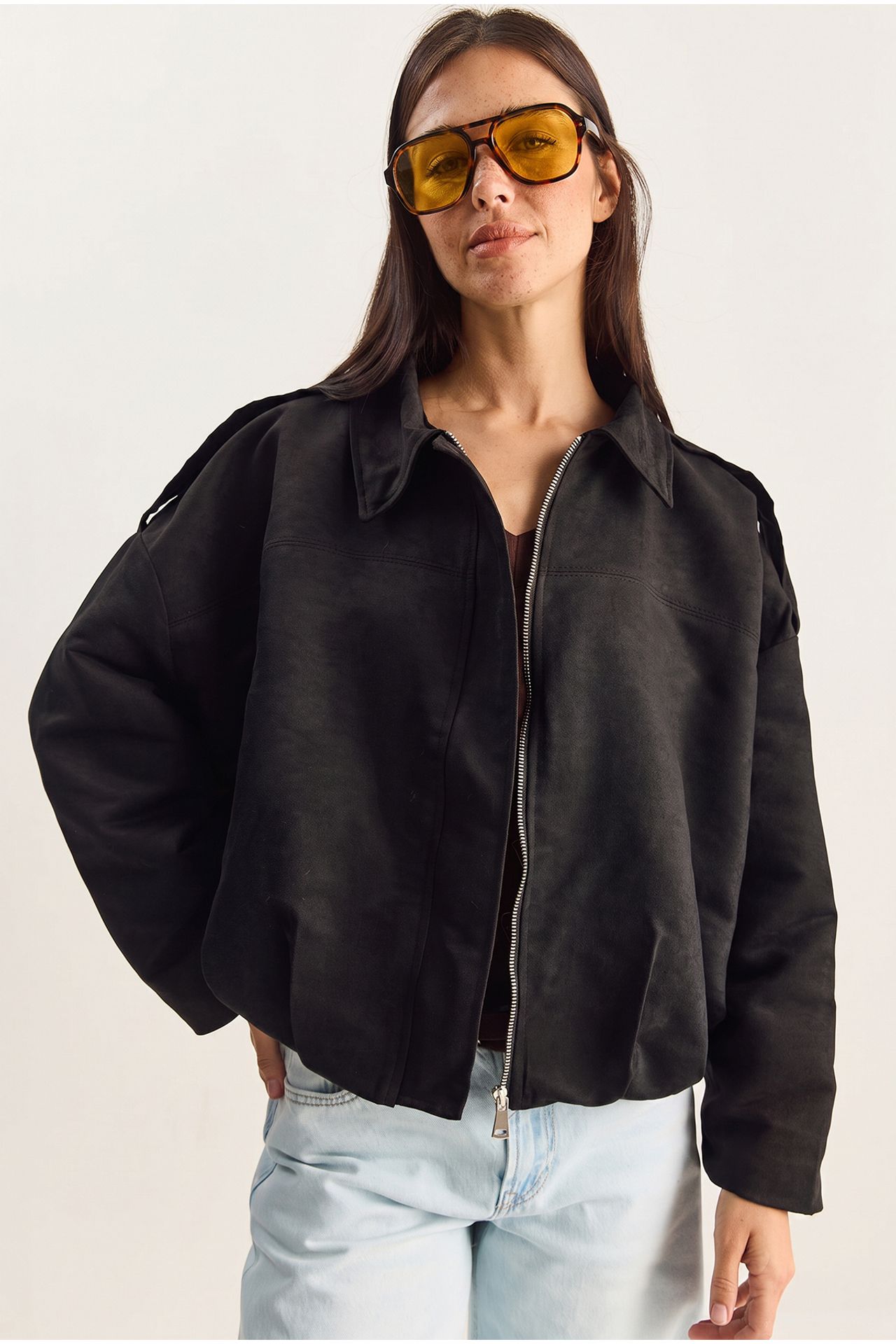 LUCCI Oversized Faux Suede Jacket