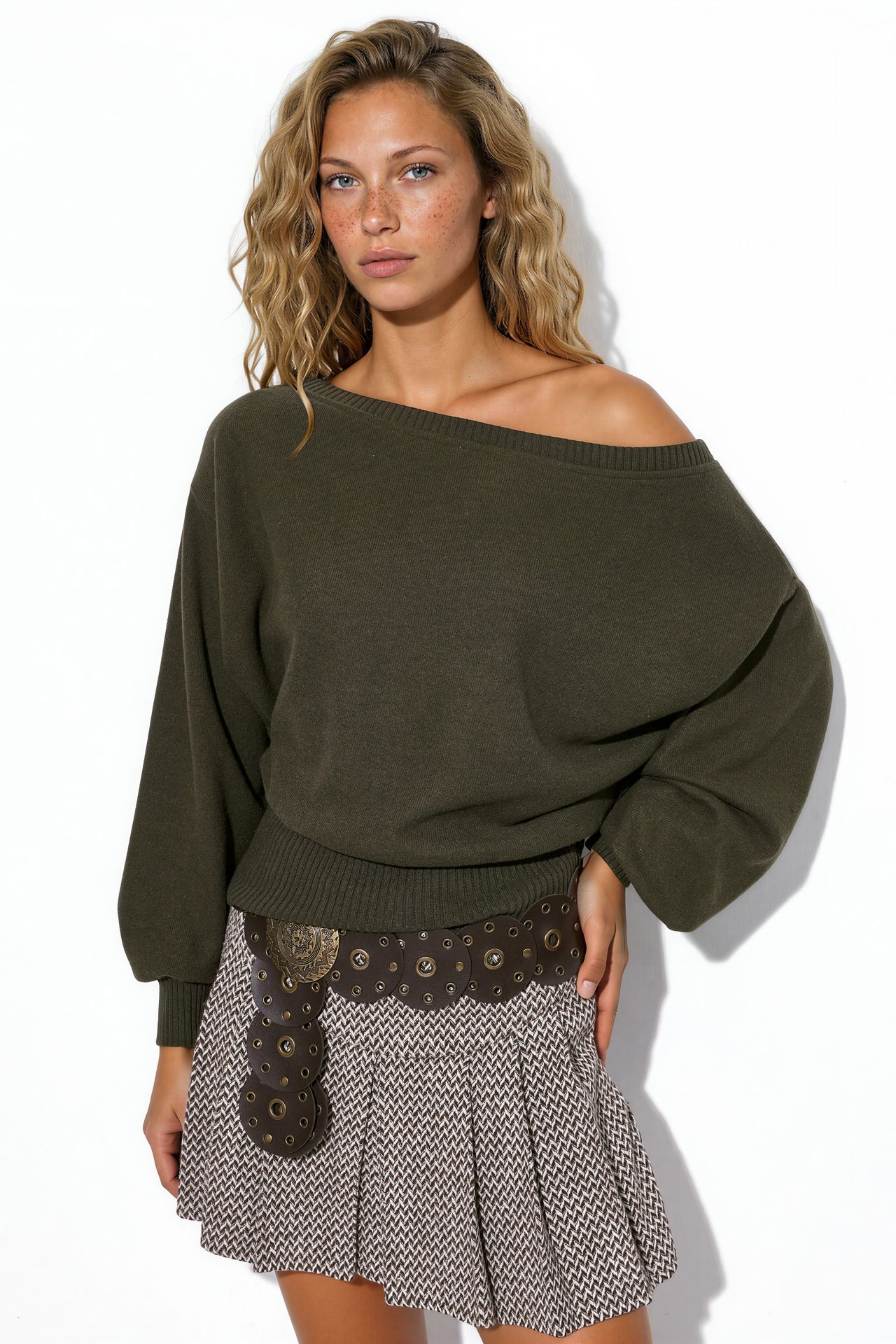 BUSEM Women's Ribbed Crew Neck Sweater 1