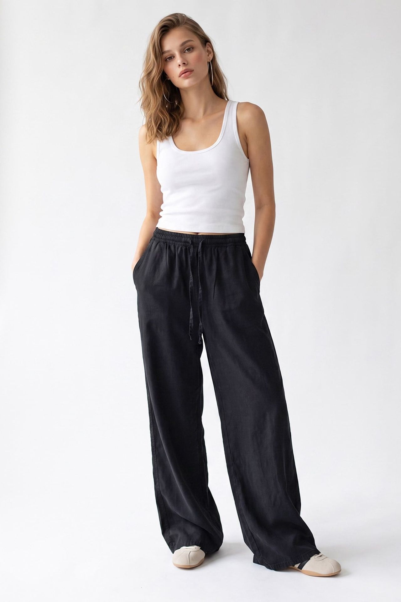 MIXRAY Tencel Wide-Leg Palazzo Trousers 1