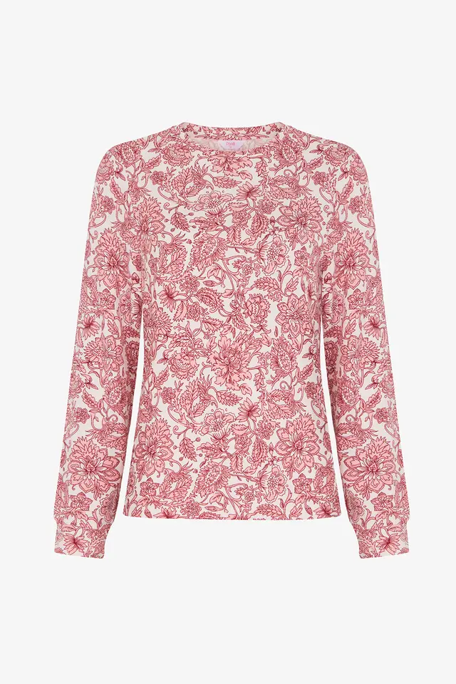 PENTI Countryside Printed Floral Long Sleeve T-Shirt Pajama Top