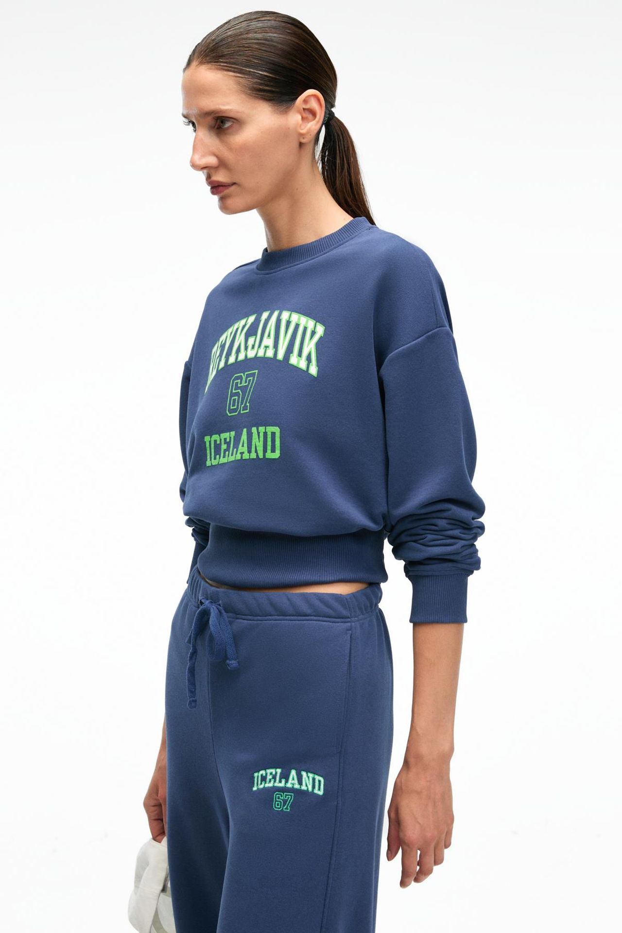 GRIMELANGE Crop Crew Neck Printed Sweatshirt 3