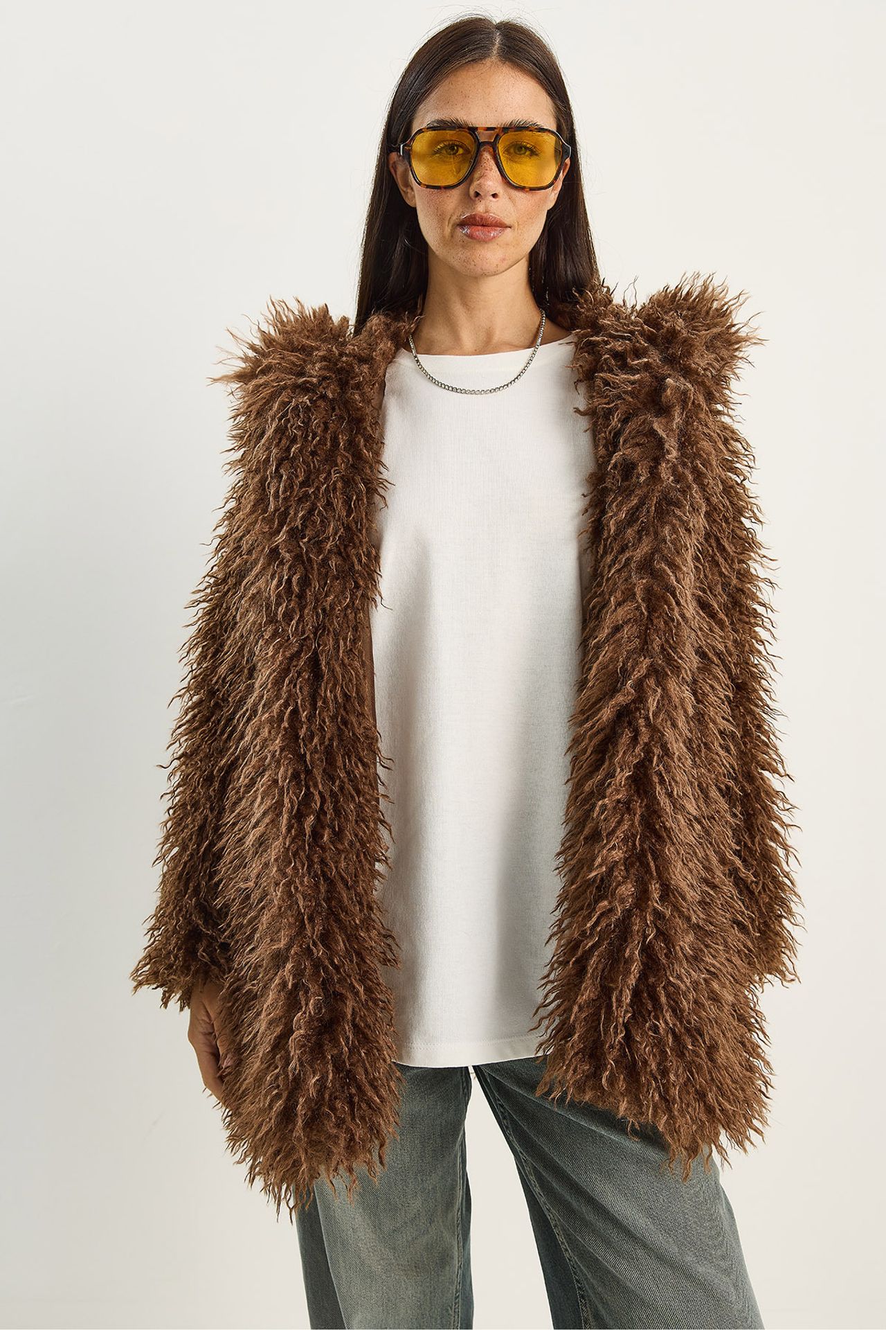 LUCCI Oversize Hooded Faux Fur Jacket 2