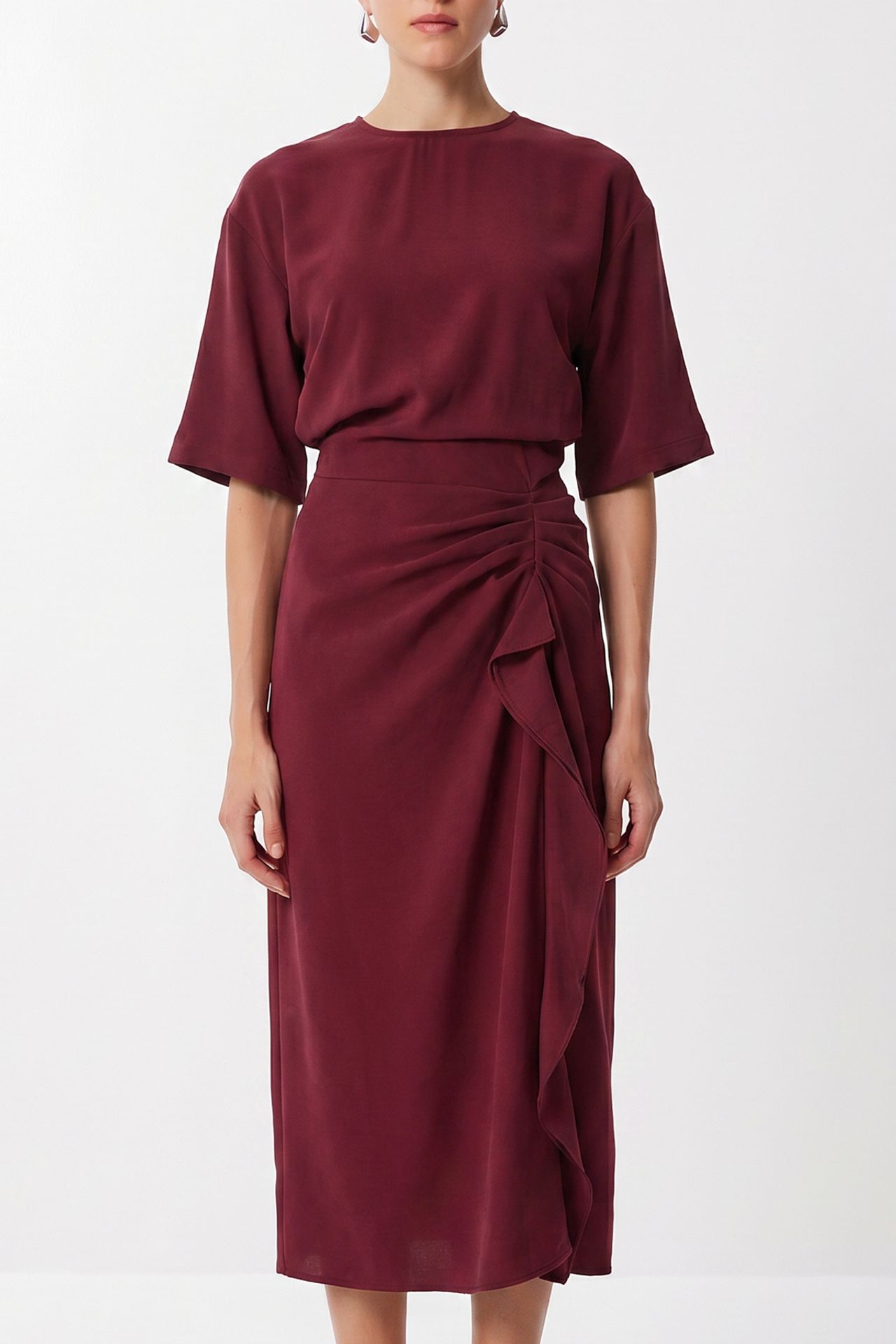 ISTANBUL Fitted Satin Midi Dress 4