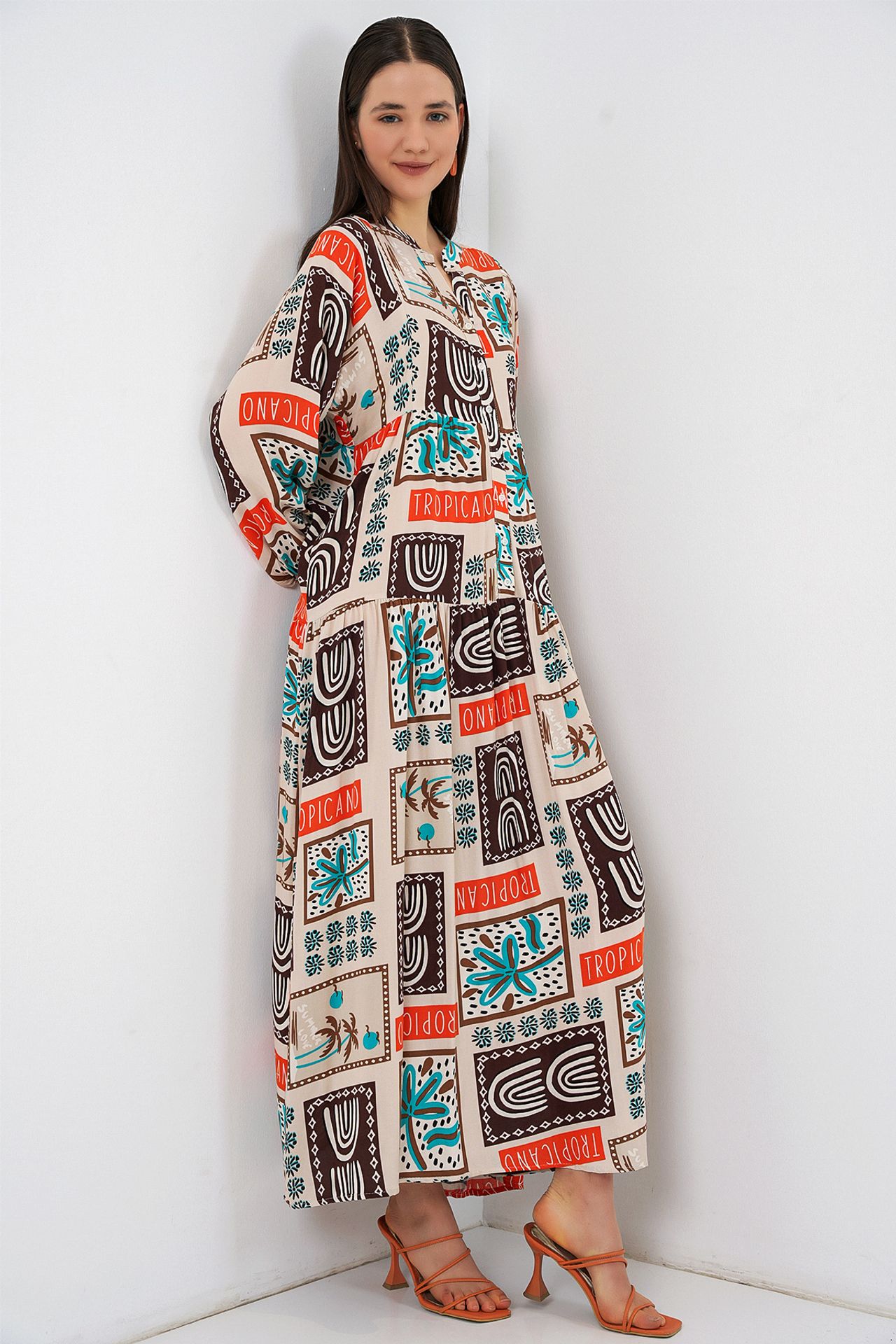 BDART Patterned V-Neck Maxi Dress 4