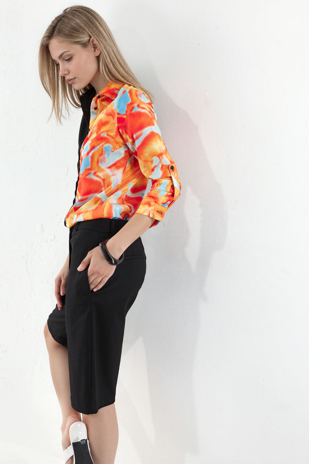 MSN Women's Abstract Print Button-Front Shirt 4