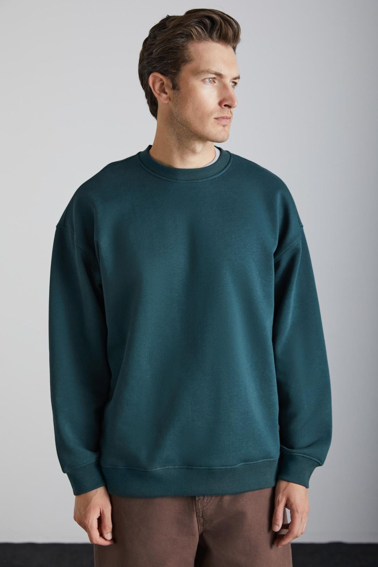 GRIMELANGE Bol Kesim Fitilli Bisiklet Yaka Sweatshirt 2