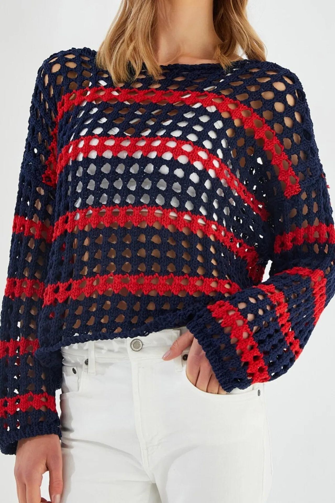 Mixray Thick Textured Striped Oversize Knit Sweater 4
