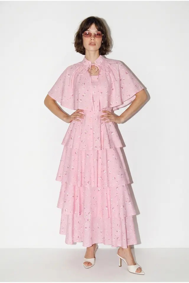 LUCCI Floral Chiffon Maxi Dress