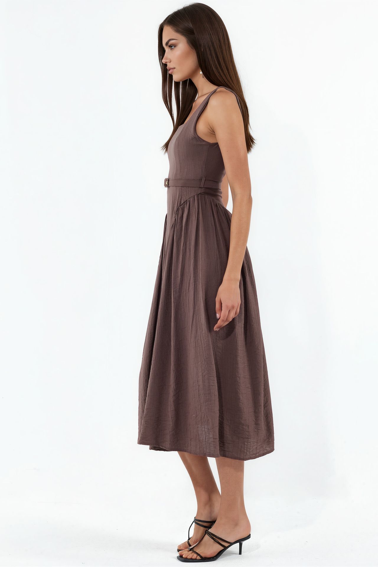 BUSEM Square Collar Belted Midi Dress 2