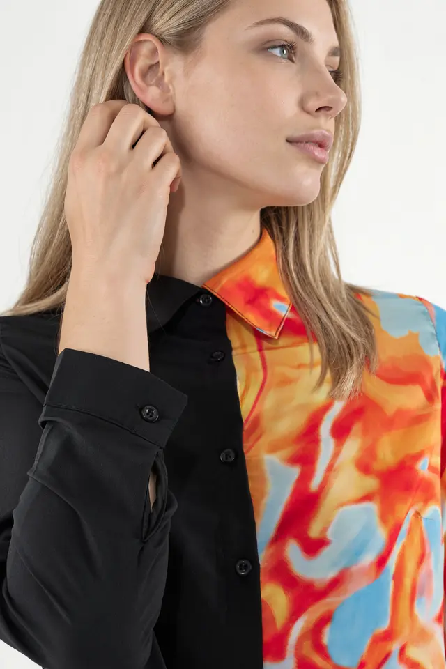 MSN Women's Abstract Print Button-Front Shirt
