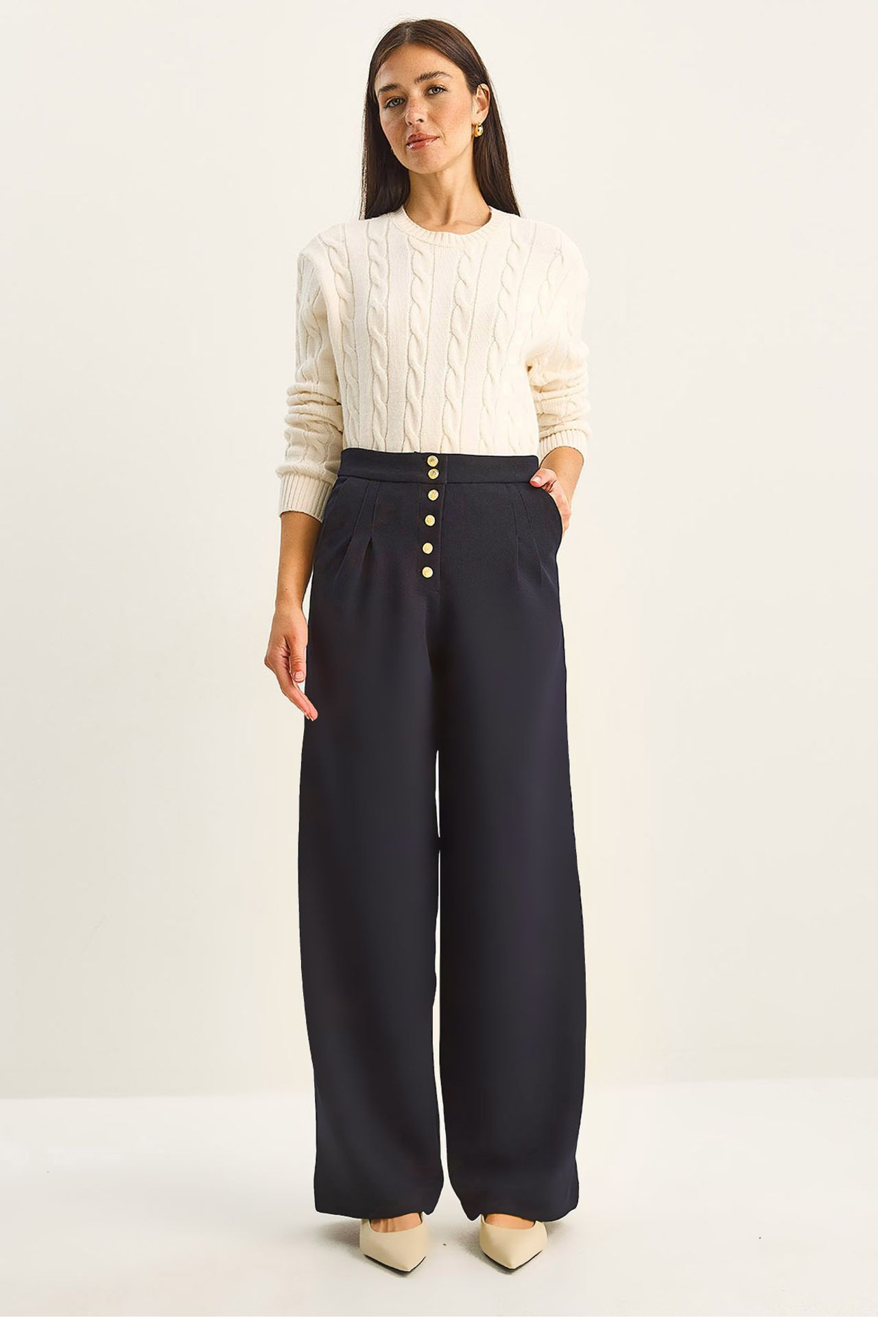LUCCI High Waist Wide Leg Palazzo Pants 1