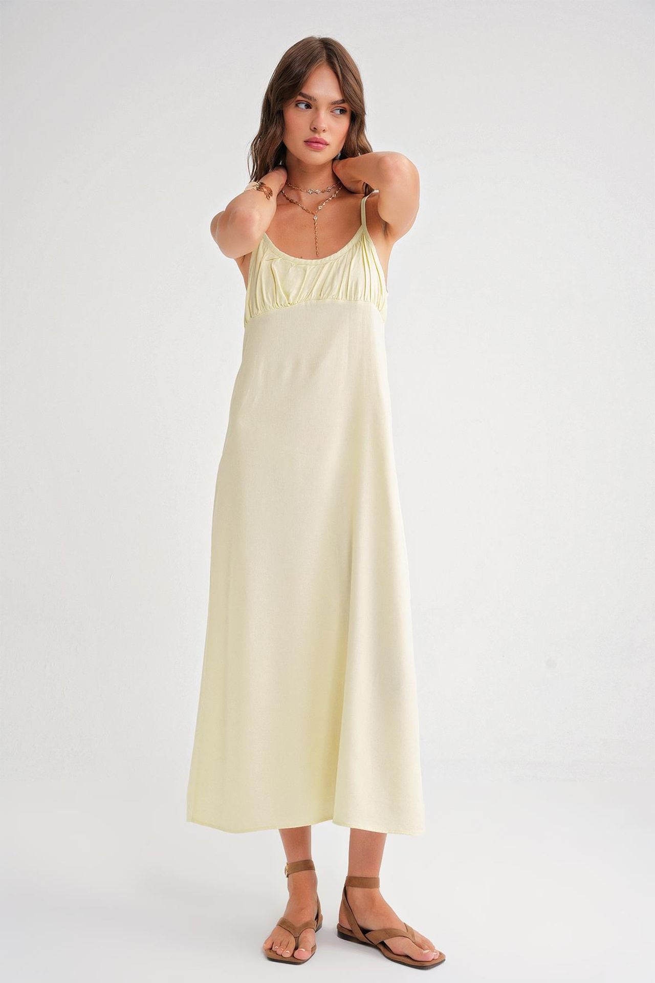 Mixray Strappy Maxi Dress with Gathered Detail 3