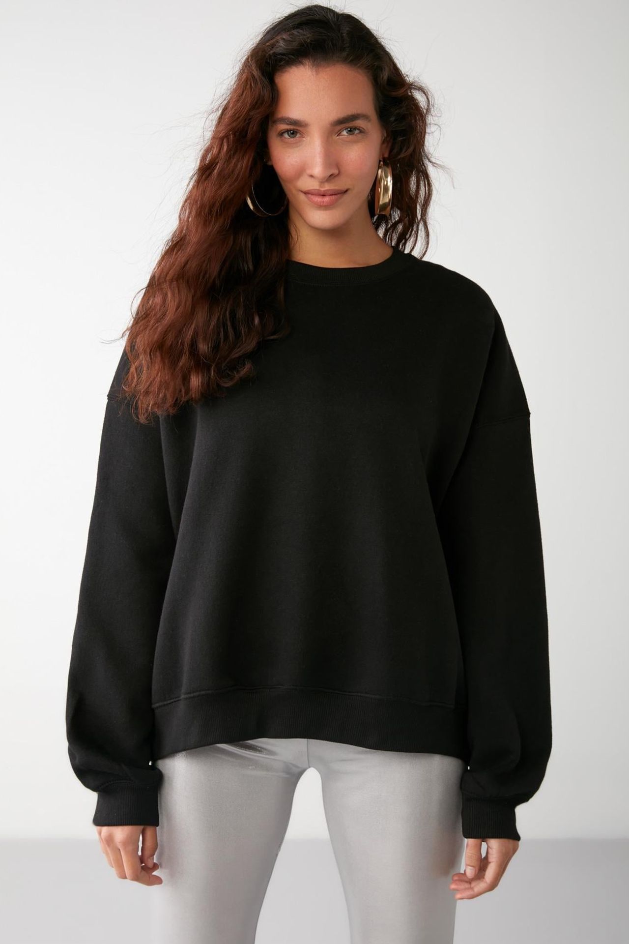 GRIMELANGE Geniş Kesimli Fitilli Bisiklet Yaka Sweatshirt 2