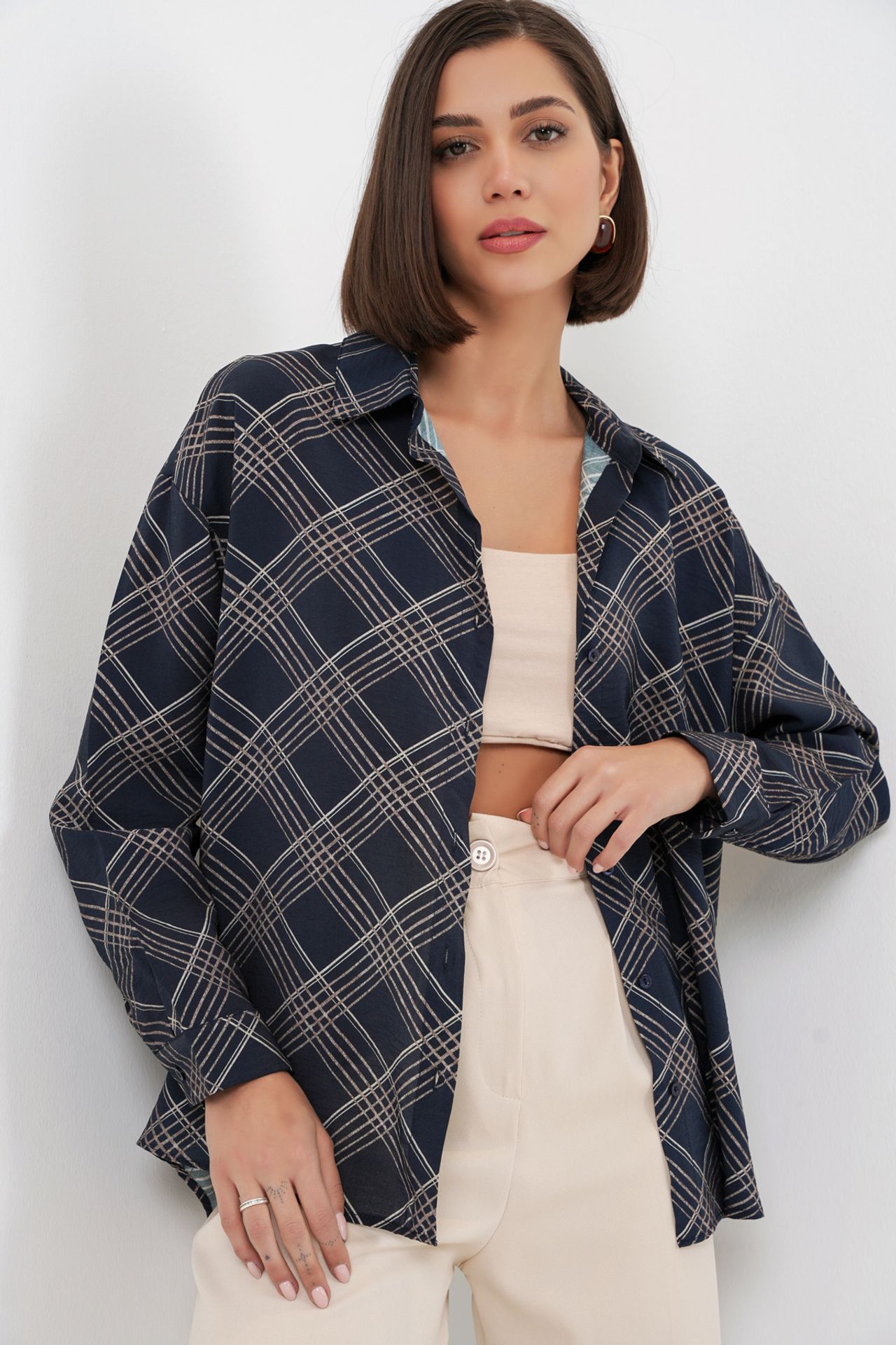 BDART Oversized Plaid Button-Up Shirt 3