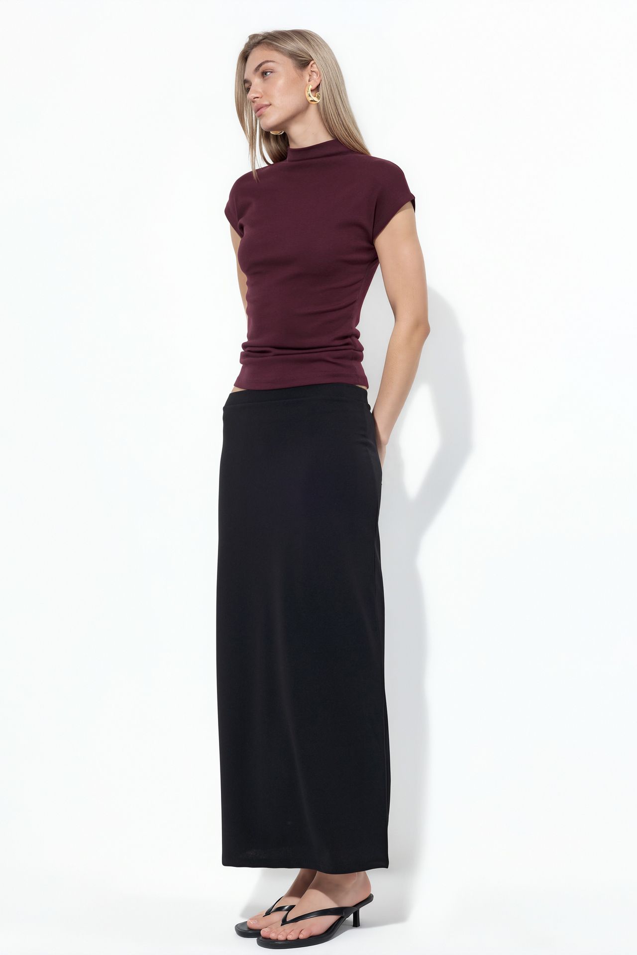 BUSEM Midi Straight Crepe Skirt 2