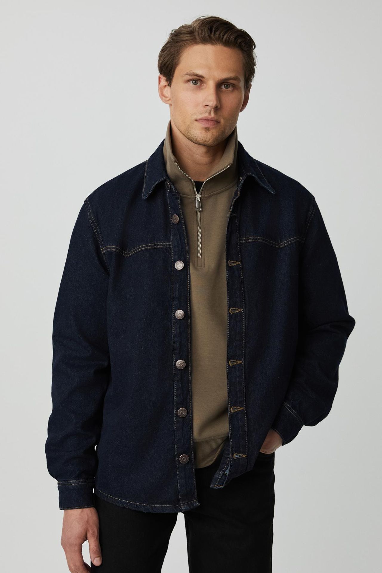 GRIMELANGE Oversize Denim Gömlek Yakalı Ceket 4
