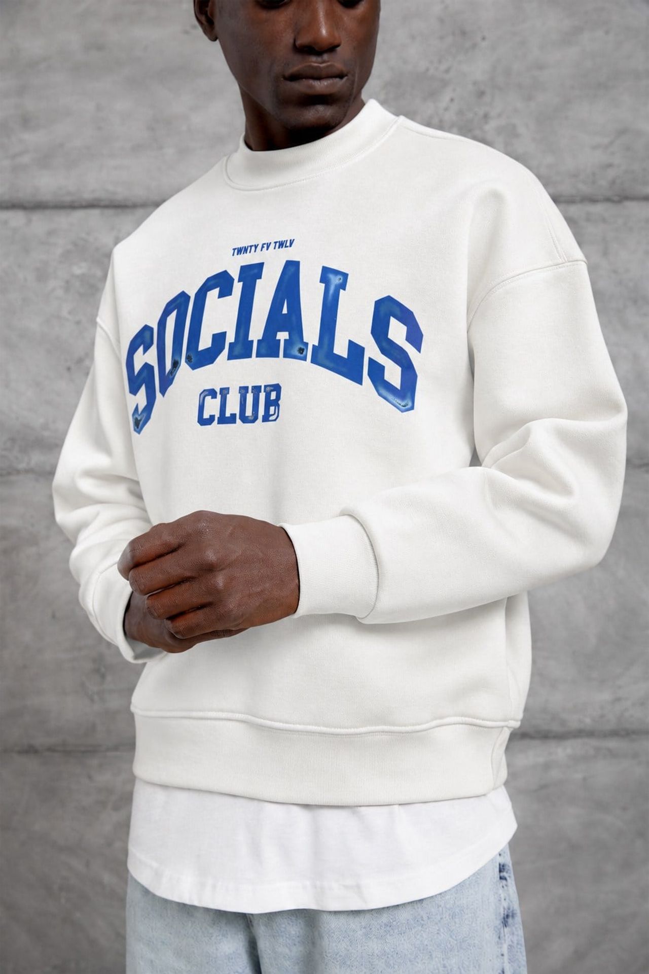 NOMARC Baskılı Geniş Kesim Bisiklet Yaka Sweatshirt 1