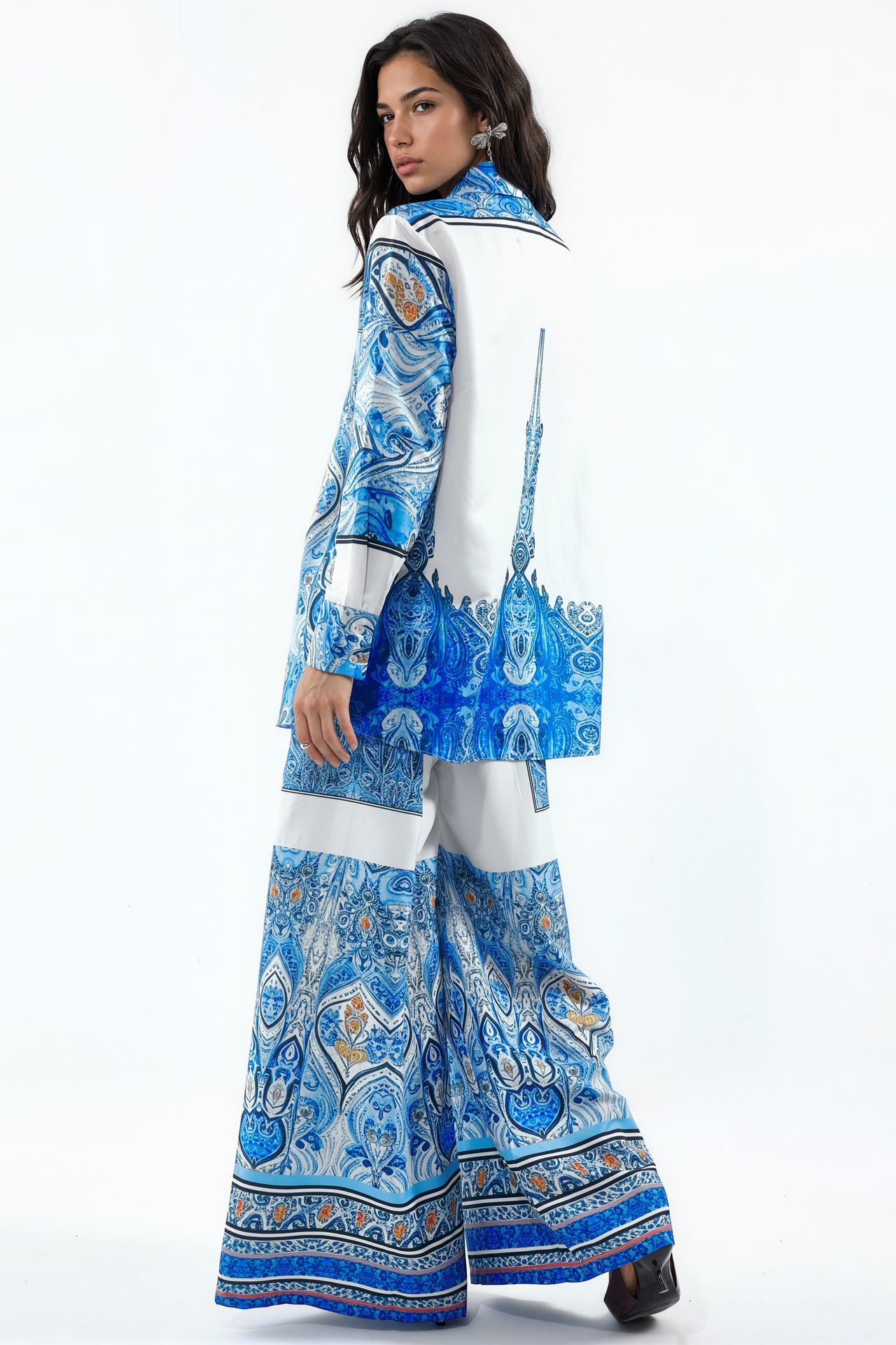 MSN Geometric Shirt And Wide-Leg Trouser Set 2