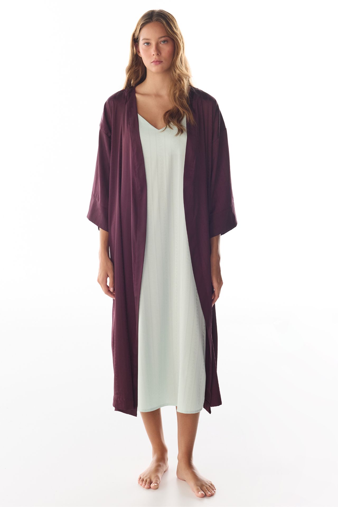 PENTI Aurora Floral-Sleeve Satin Robe 3