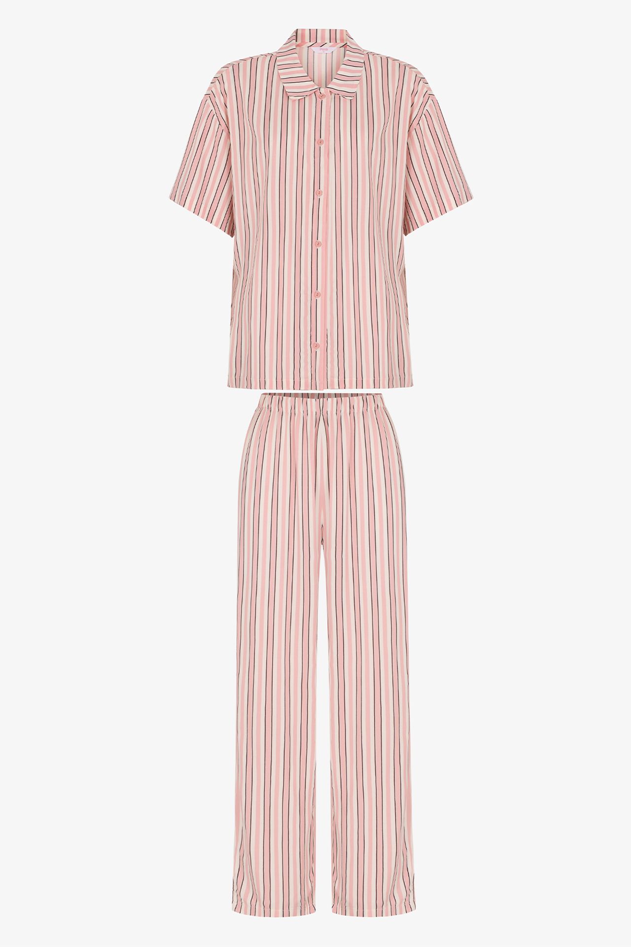 PENTI Sleep Mode Striped Short Sleeve Shirt And Trousers Pajama Set 6
