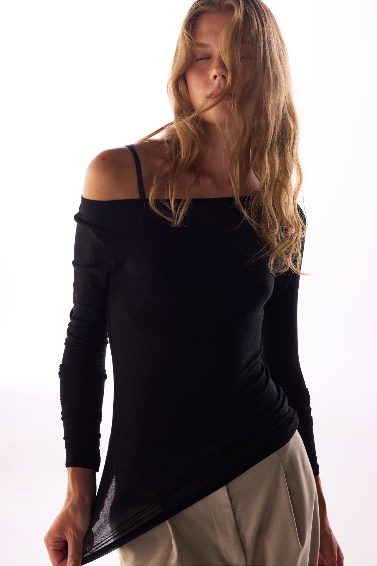 PENTI Clean Boat Neck Cashmere Long Sleeve Blouse 6
