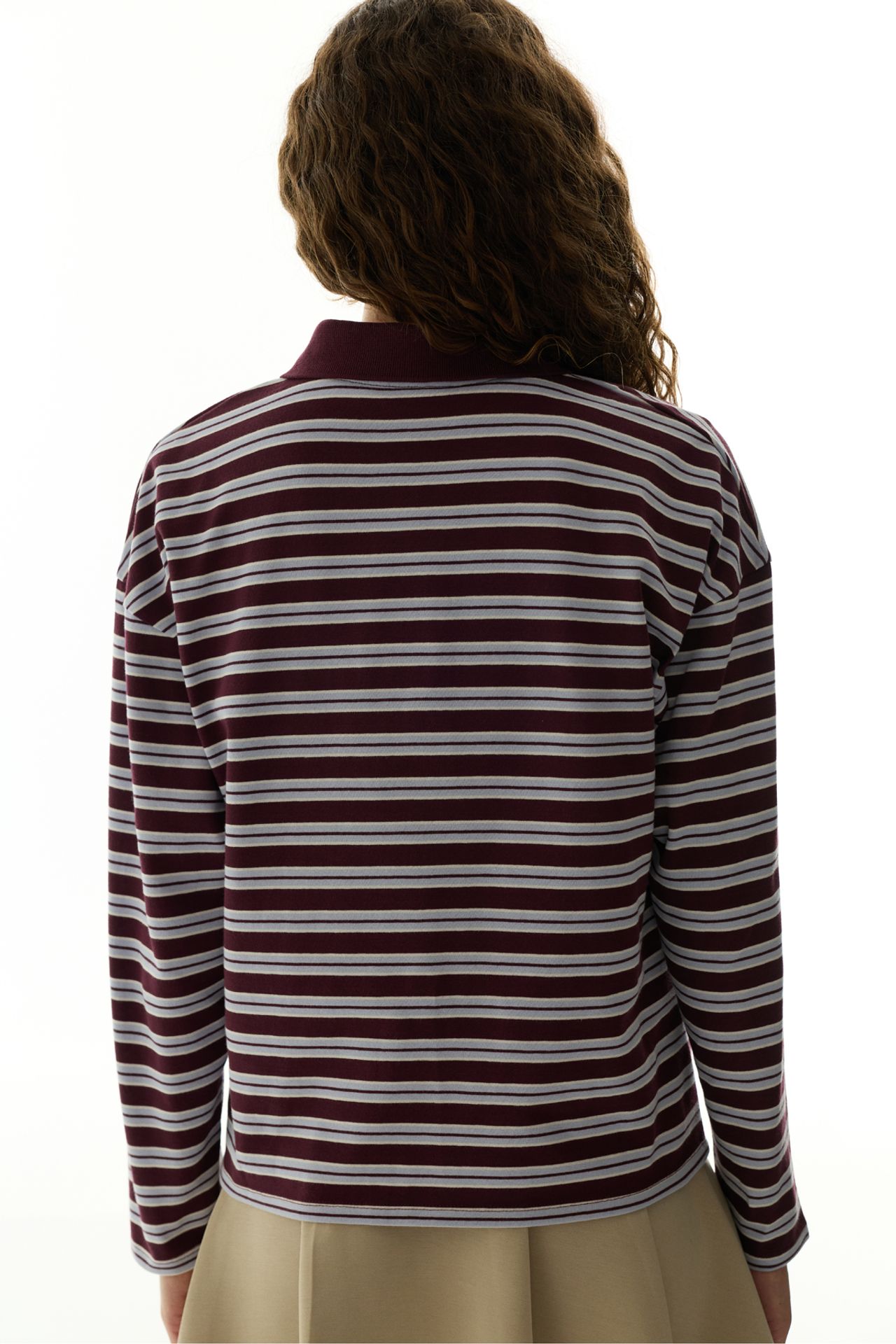PENTI Striped Long Sleeve Polo Neck Top 6
