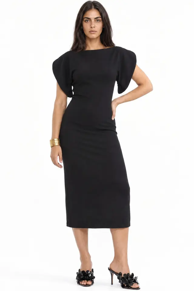 BUSEM Women's Crew Neck Midi Dress