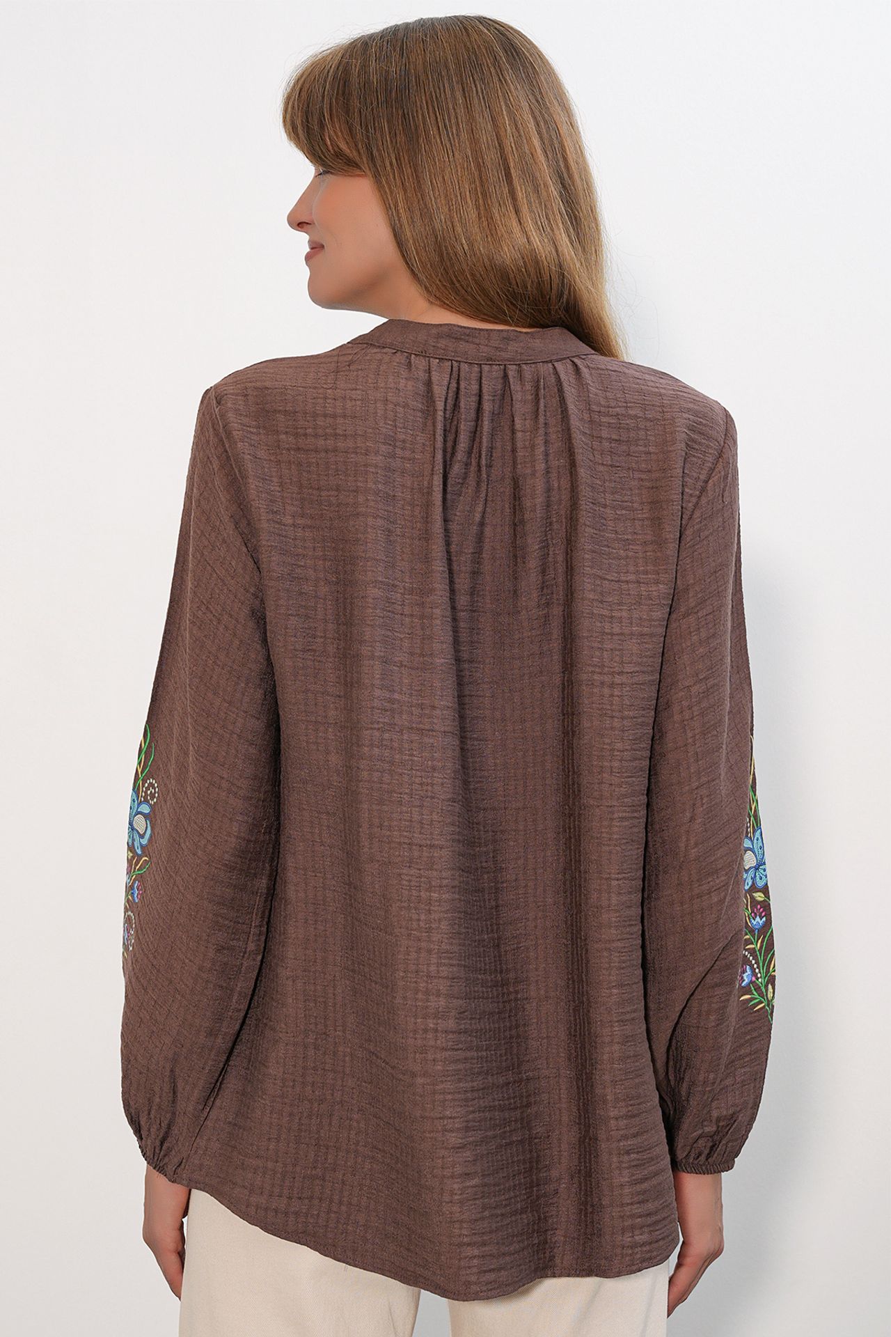 BDART Nakışlı Oversize Krep Bluz 6