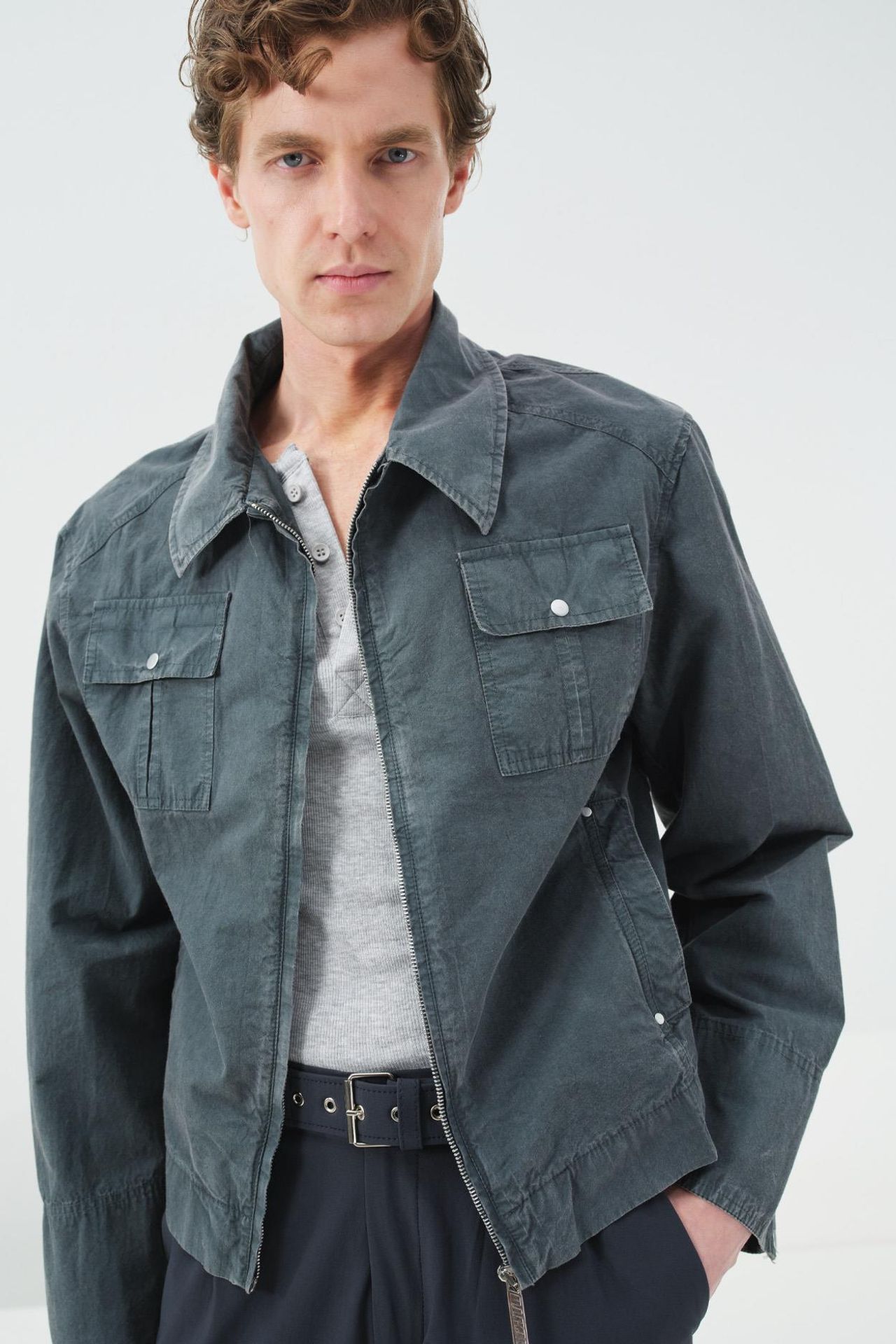GIESTO Regular Fit Cotton Jacket with Zipper 4