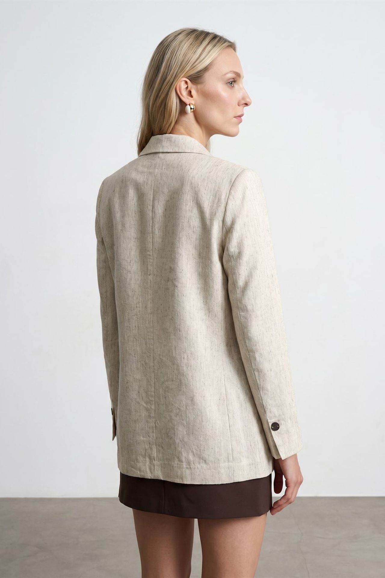 DILVIN Women's Woven Blazer Jacket With Shawl Collar 2