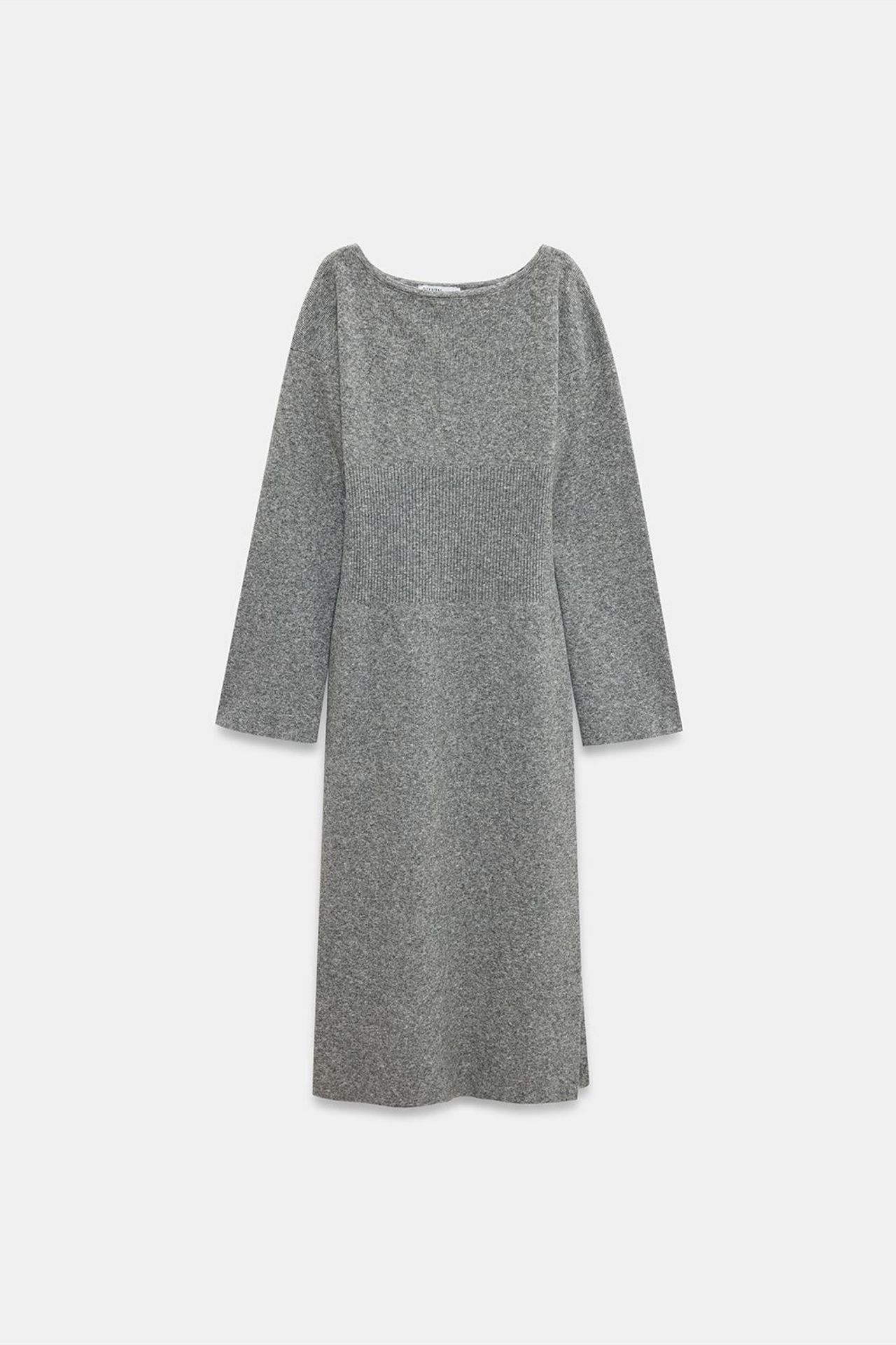 DILVIN Ribbed Bodycon Midi Dress With Slit 5