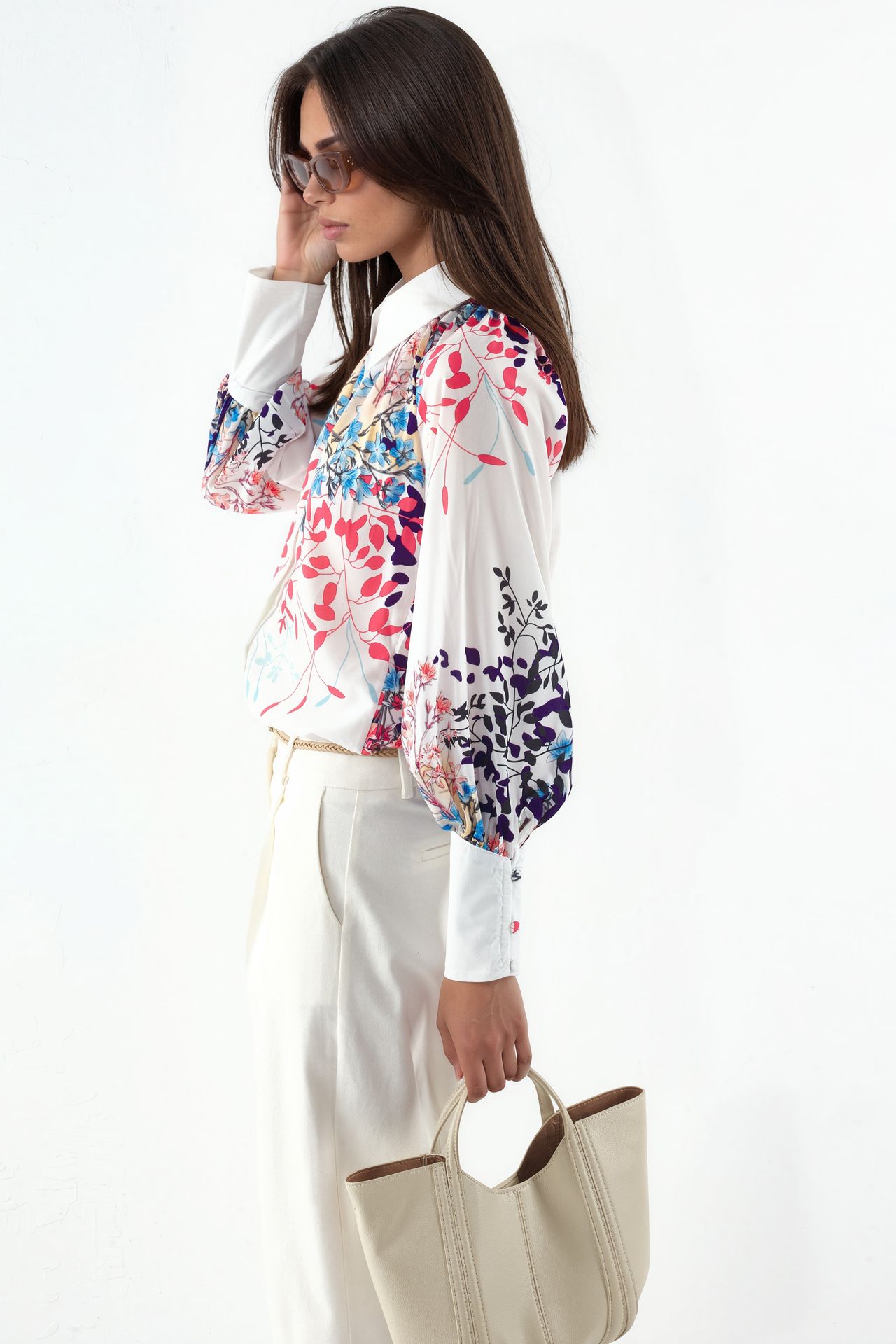 MSN Women's Floral Crepe Button Shirt 2