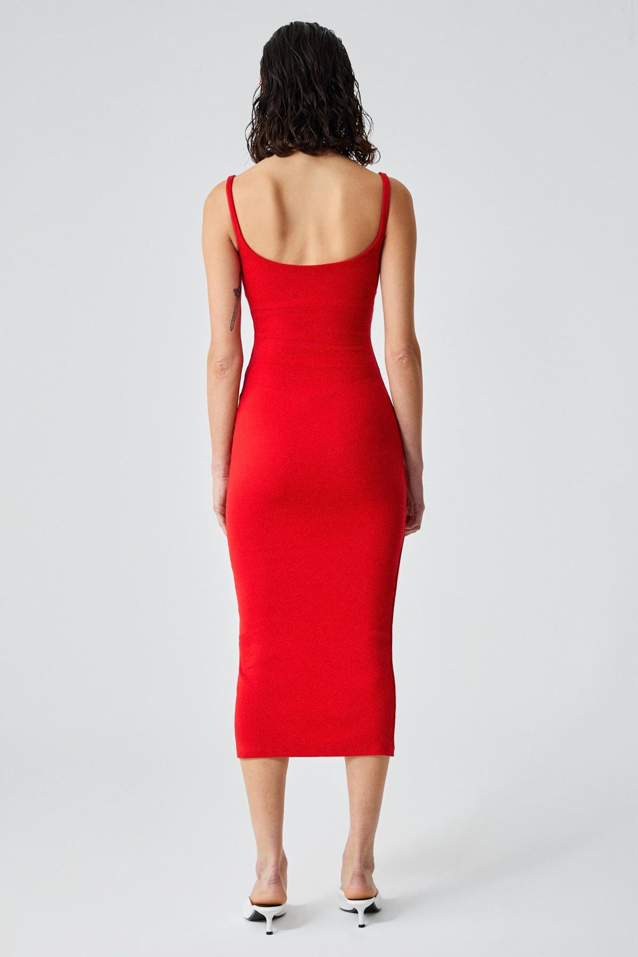 GRIMELANGE Square Neck Slim Fit Midi Dress 5