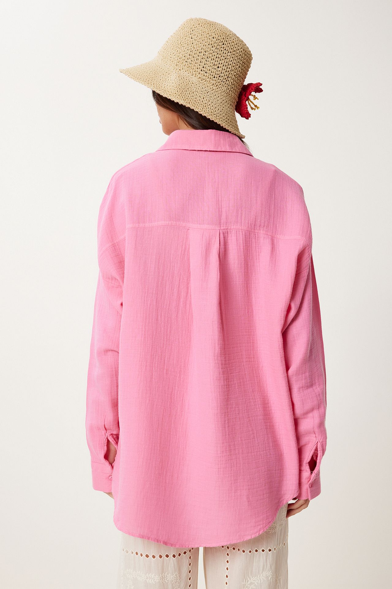 ISTANBUL Oversized Textured Cotton Shirt with Pocket 5