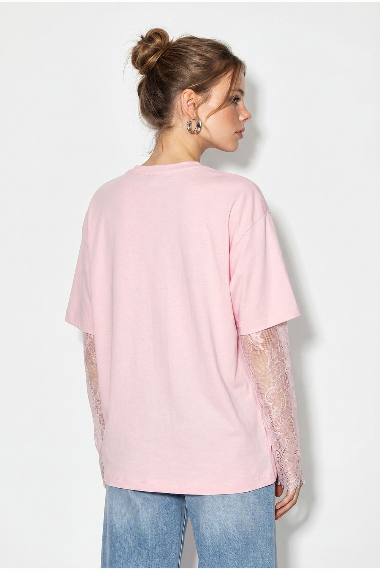 LUCCI Kadın Oversize Bisiklet Yaka Tişört 5