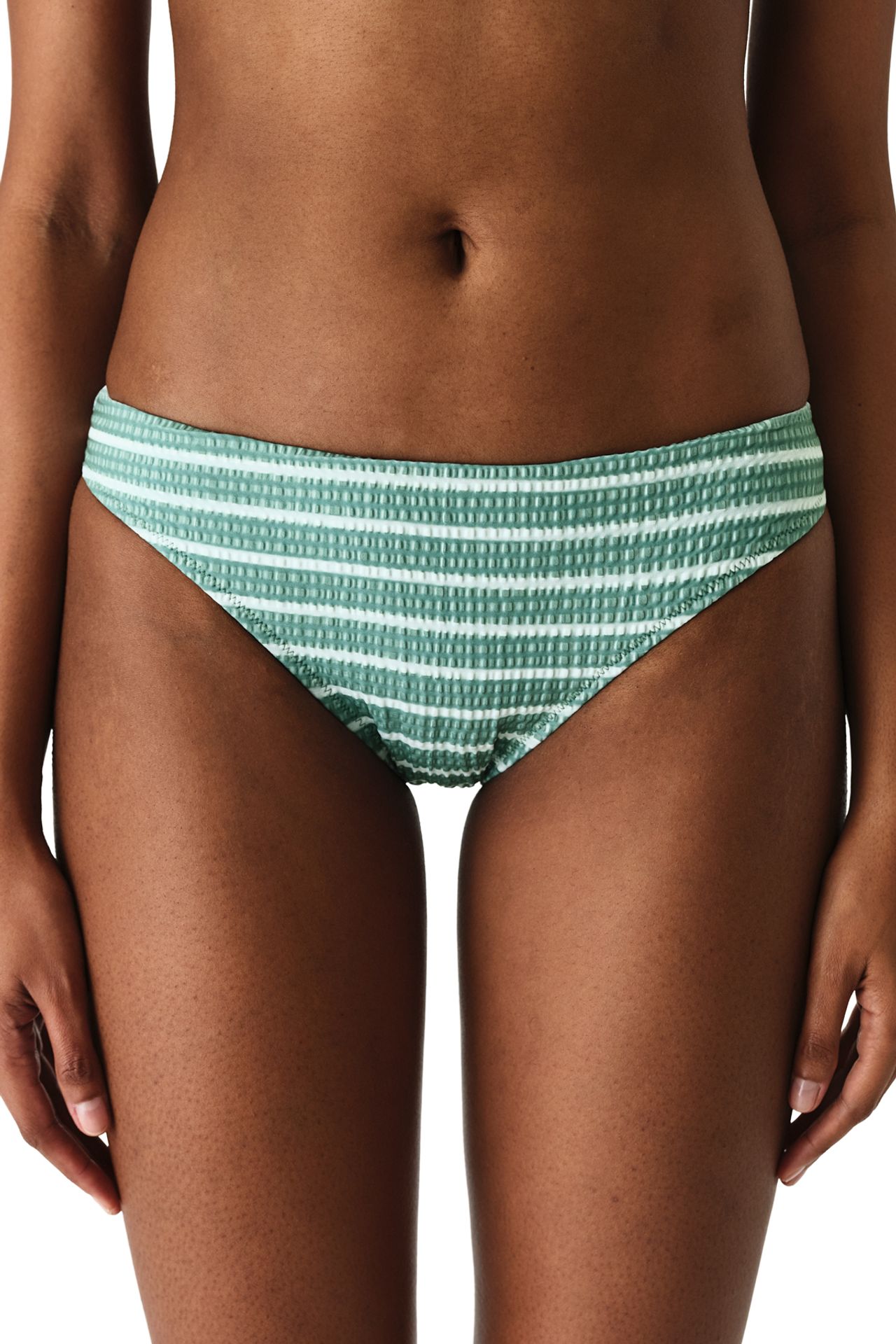 PENTI Maela Striped Textured Mid Waist Bikini Bottom 1