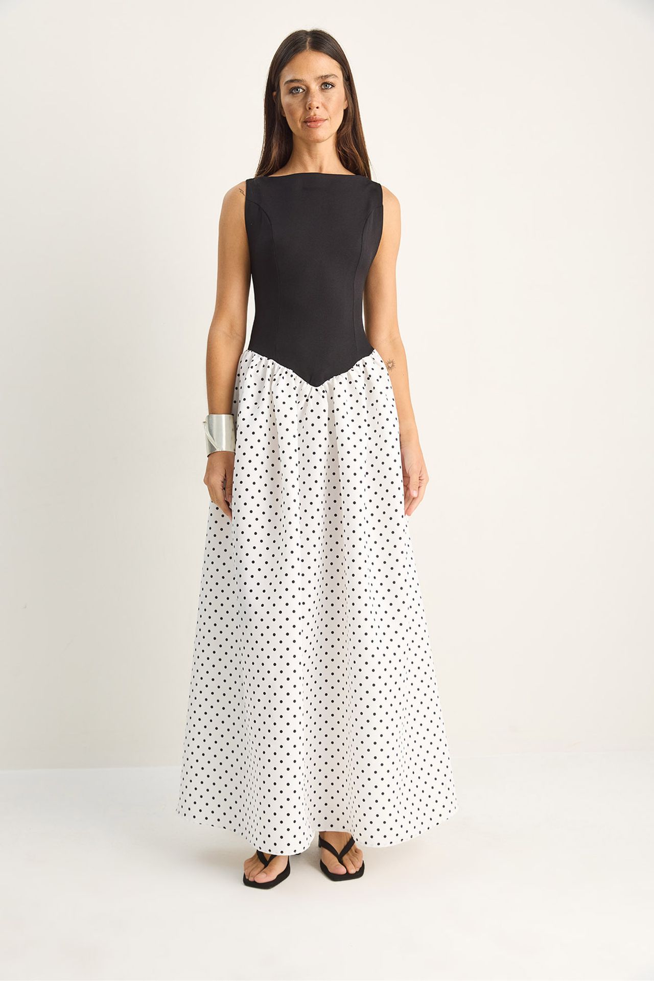 LUCCI Women's Polka Dot Maxi Dress With Pocket
