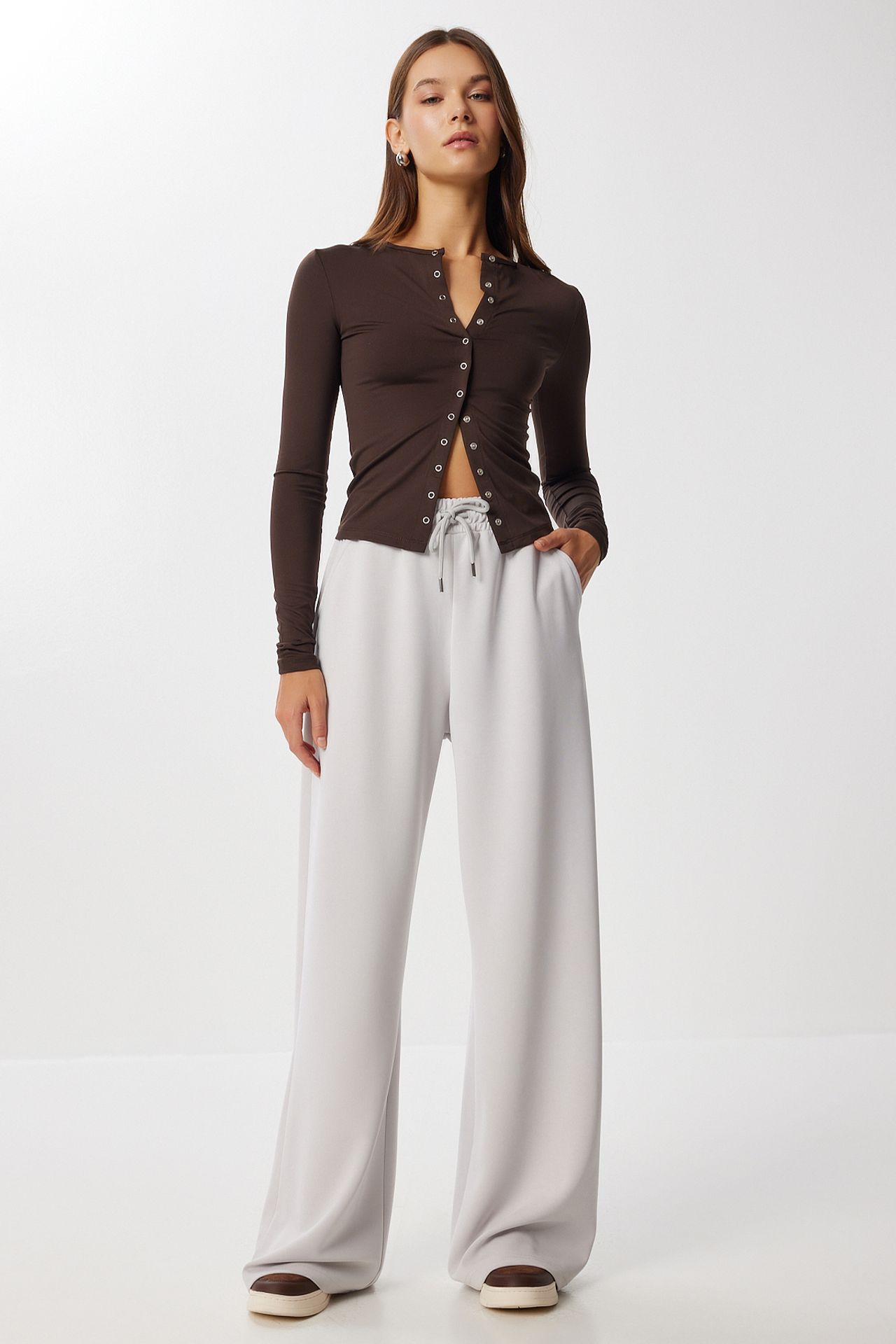 ISTANBUL Wide Leg Drawstring Waist Sweatpants 1
